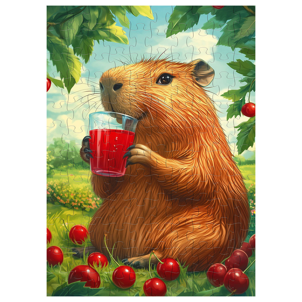ФРЕЯ Пазл 120 элемент. PZL-120/02 Капибара в вишневом саду