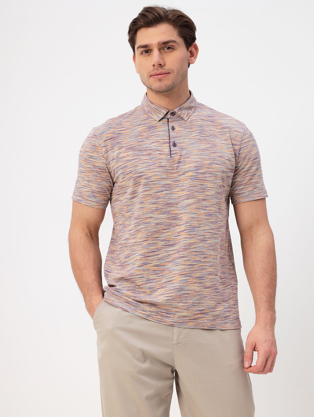 Джемпер мужской с воротником поло короткий рукав GREG G144-KM1246T-OR1040 (оранжевый)  фото 6