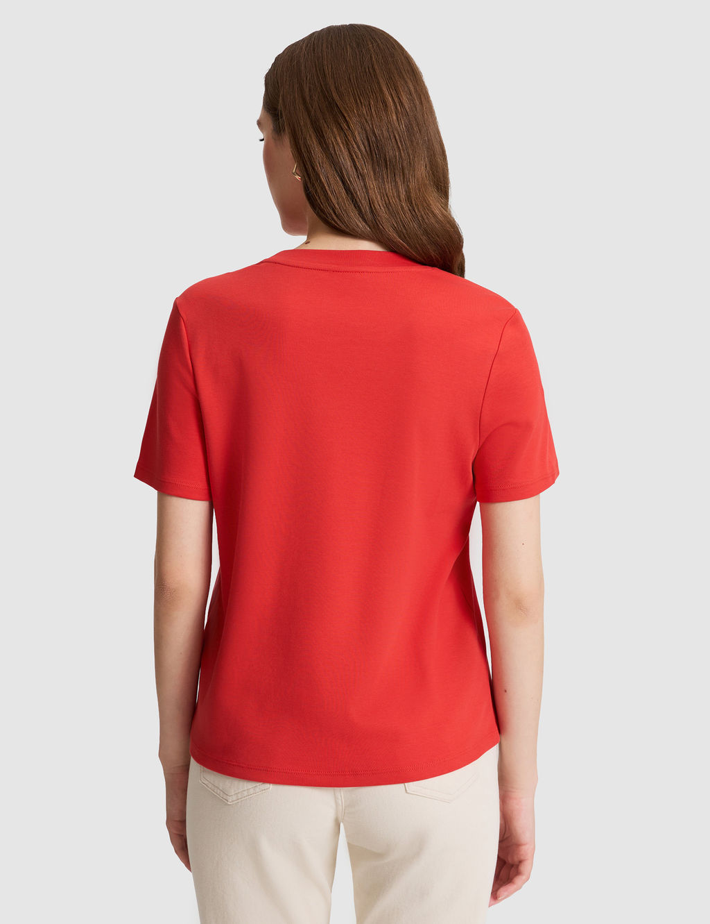 K_rm_z_ Regular Fit Bisiklet Yaka Basic Ti__rt