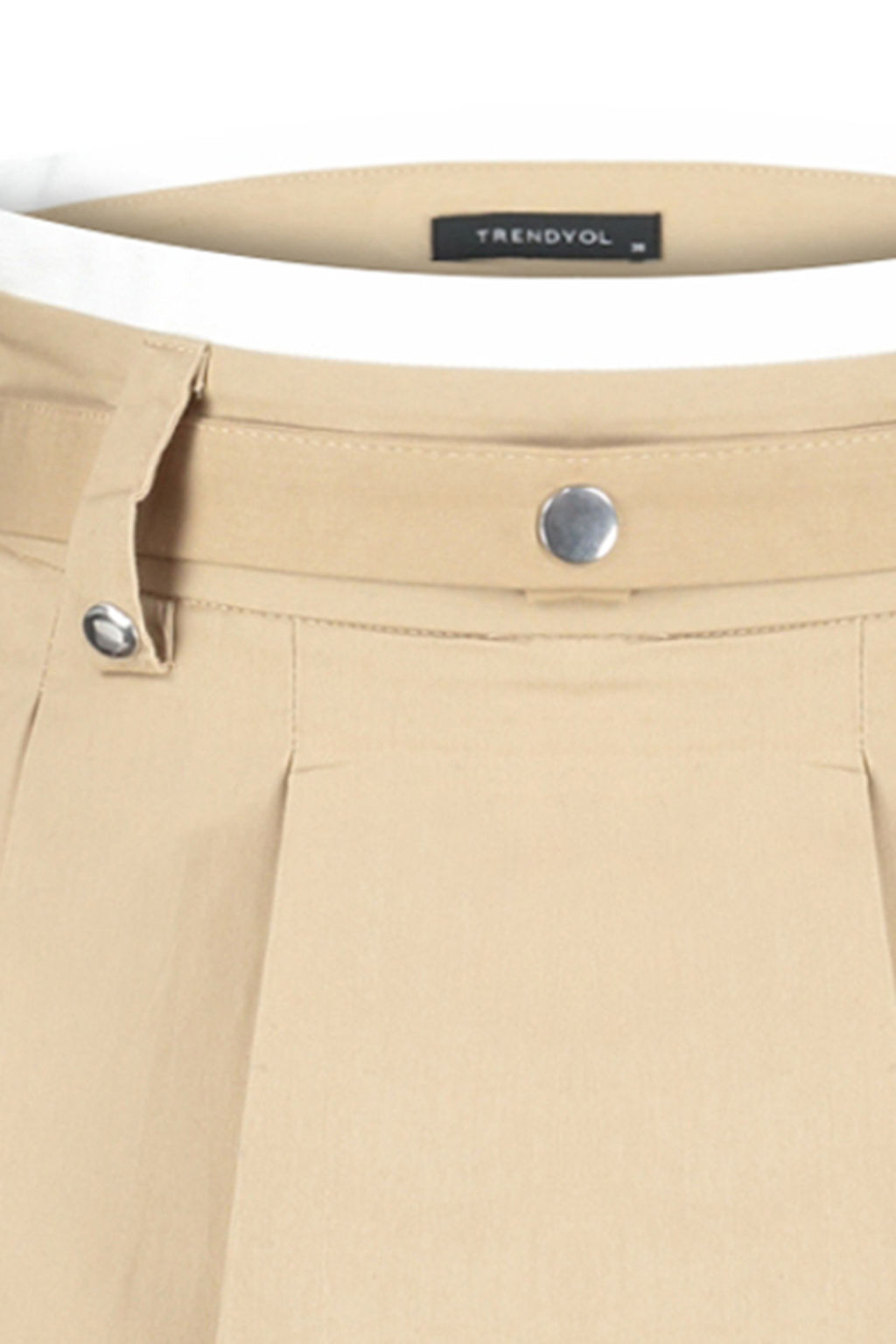 TRENDYOLMILLA Kahverengi Cift Kemer Detayl? Pileli Mini Dokuma Etek TWOAW24ET00079 фото 10