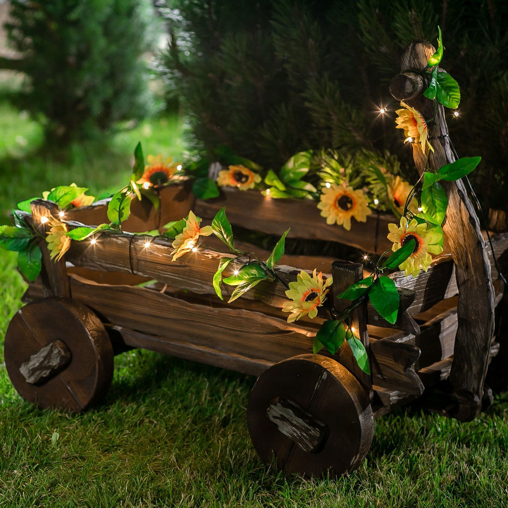 USL-S-138/PT2300 SUNFLOWERS Садовая гирлянда на солнечной батарее Подсолнухи. 24 светодиода. Теплый белый свет. 1*АА Ni-Mh аккумулятор в/к. IP44. TM Uniel - Volpe фото 3