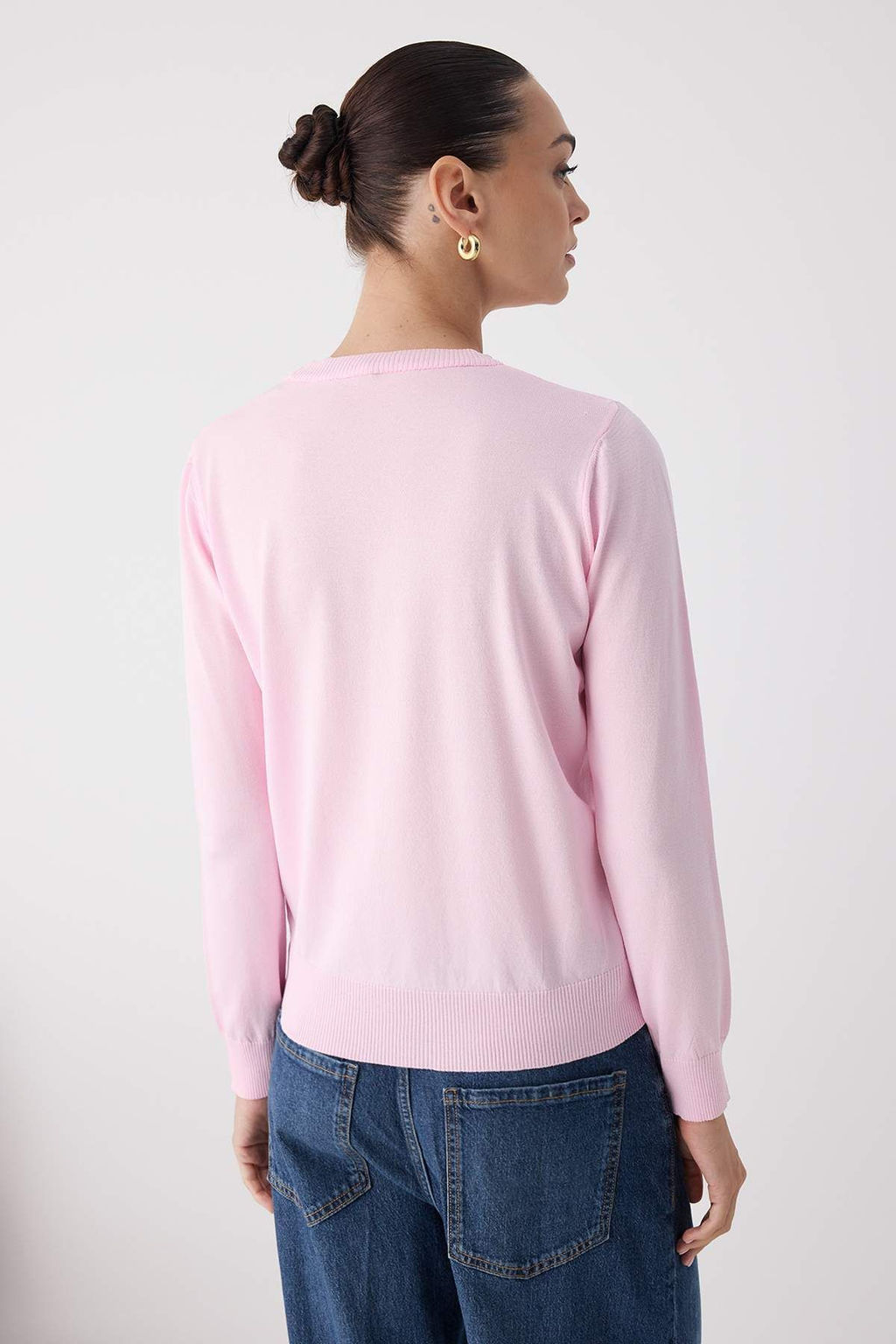 Wardrobe Essentials Pembe Merserize Gorunumlu Ince Basic Triko Kazak | TWOAW26KZ00081 - Trendyolmilla фото 4