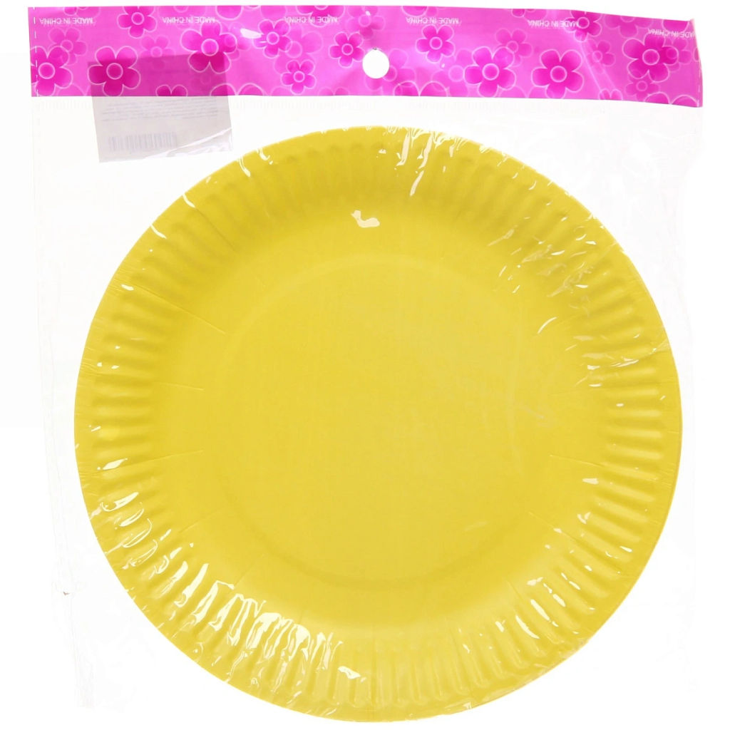 Цена за 5 шт. Тарелка бумажная 18 см в наборе 10 шт "Желтая"