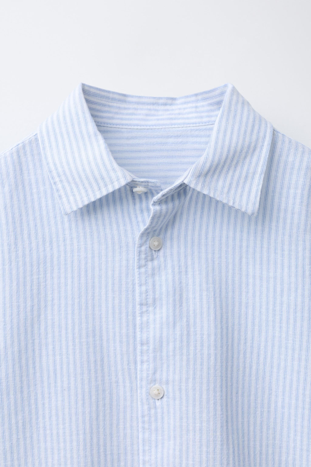 CAMISA RAYAS CON ALGOD?N Y LINO / Azul - Zara фото 4