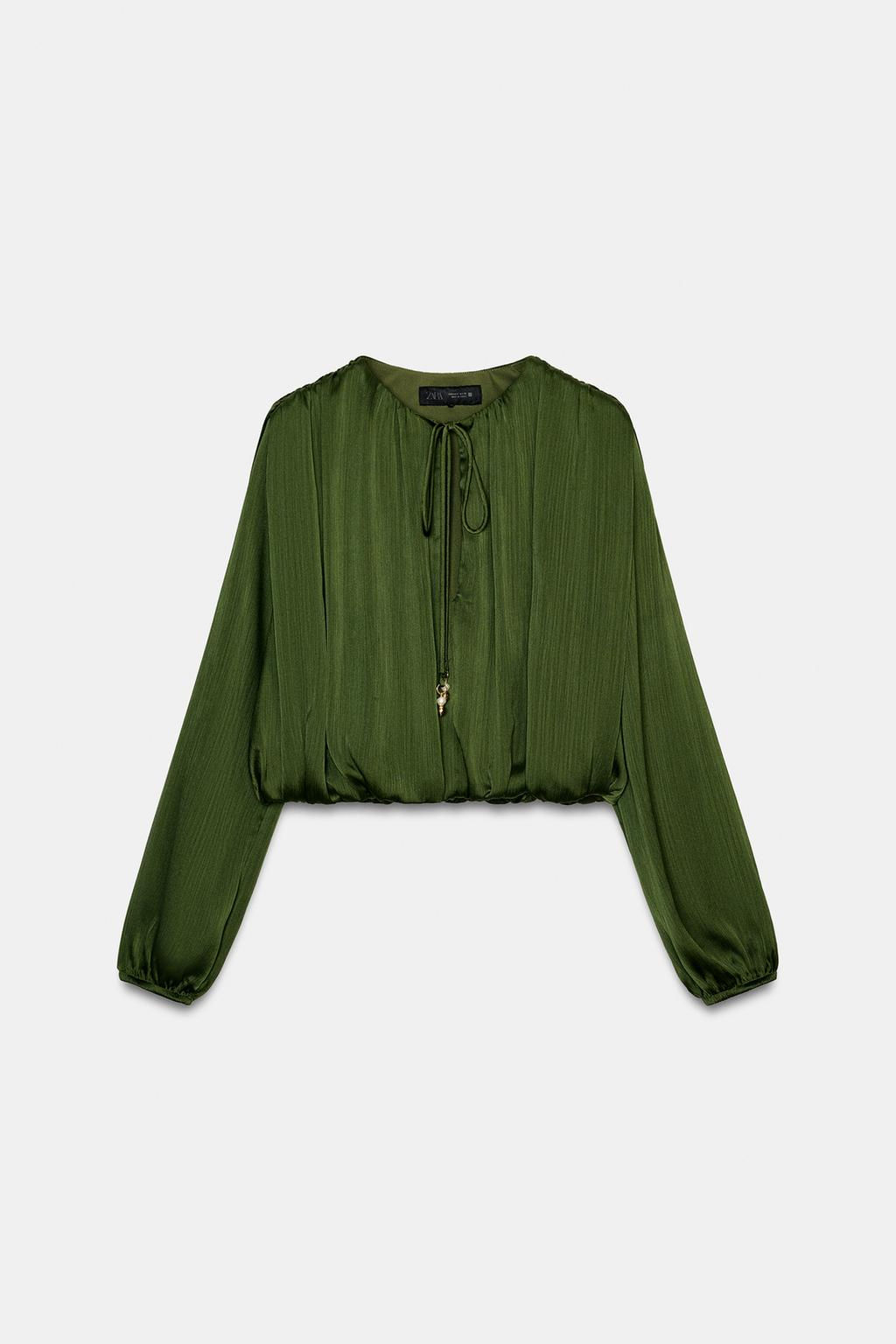 SATIN BALLOON BLOUSE - Zara фото 12
