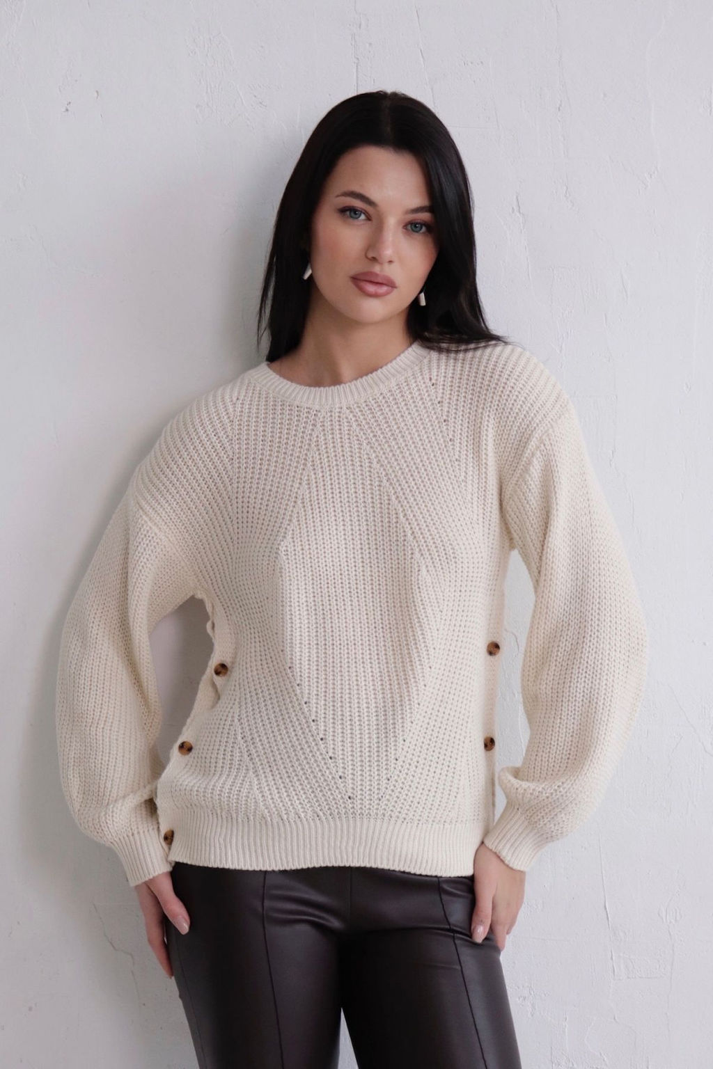 11072 Джемпер айвори с пуговицами - Martichelli фото 9