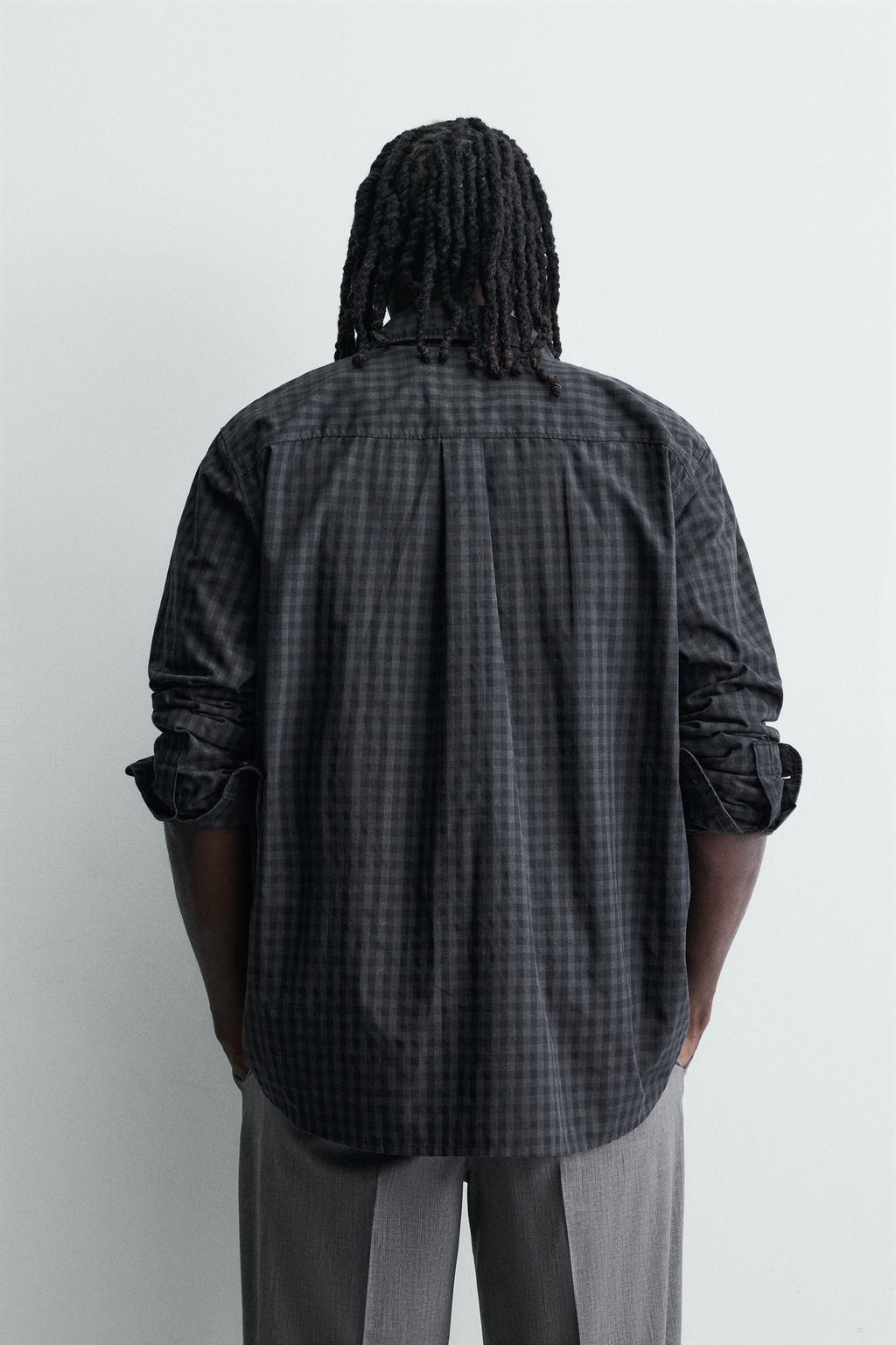 CAMISA RELAXED FIT CUADROS / Azul / Gris - Zara фото 3