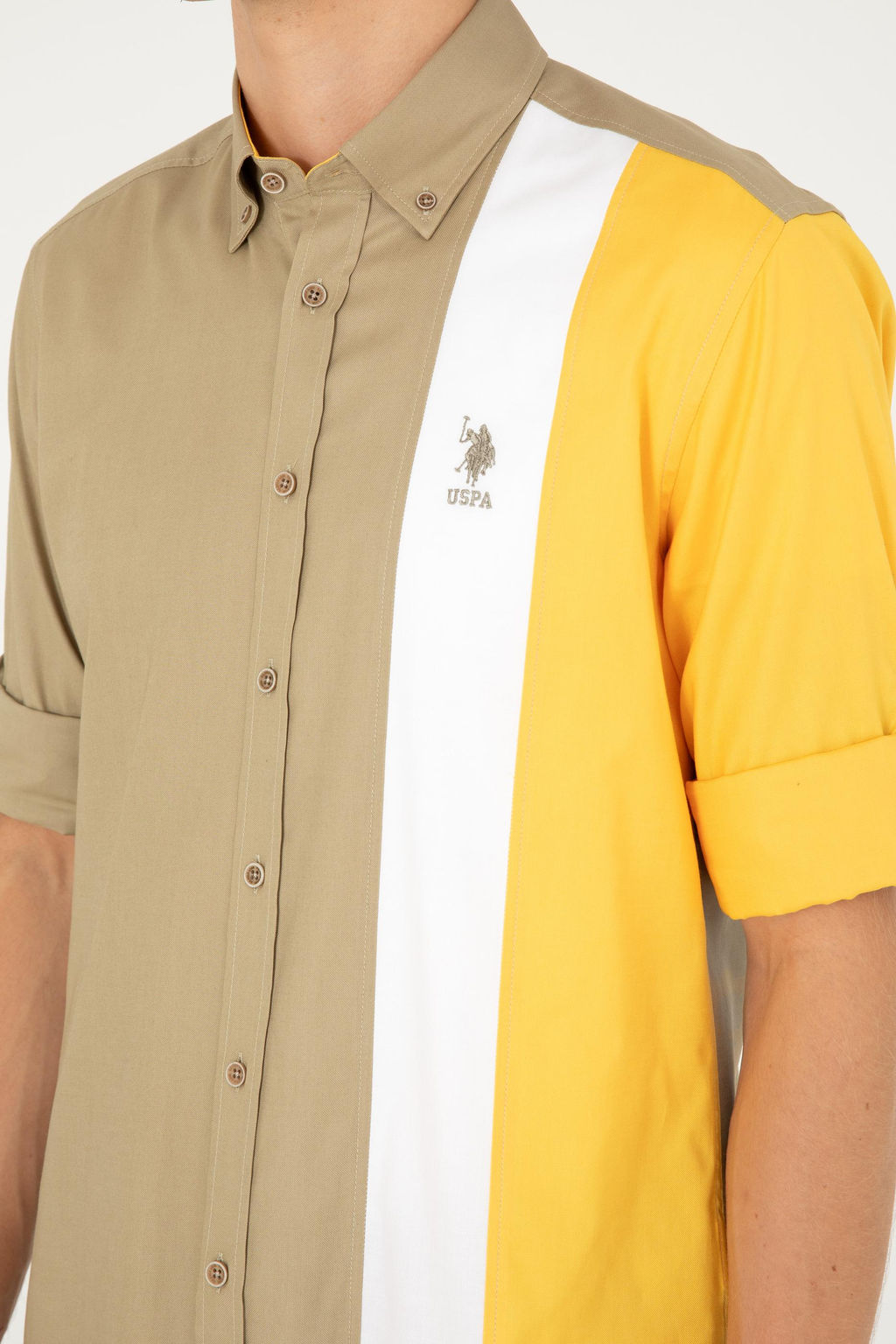 Мужская рубашка цвета хаки с длинным рукавом Неожиданная скидка в корзине - U.s. polo assn фото 7