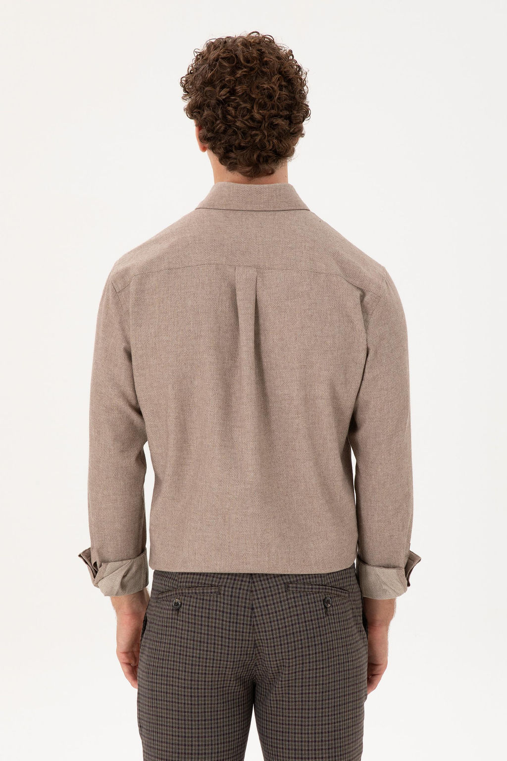 Мужская рубашка светло-коричневого цвета с длинным рукавом - U.s. polo assn фото 5