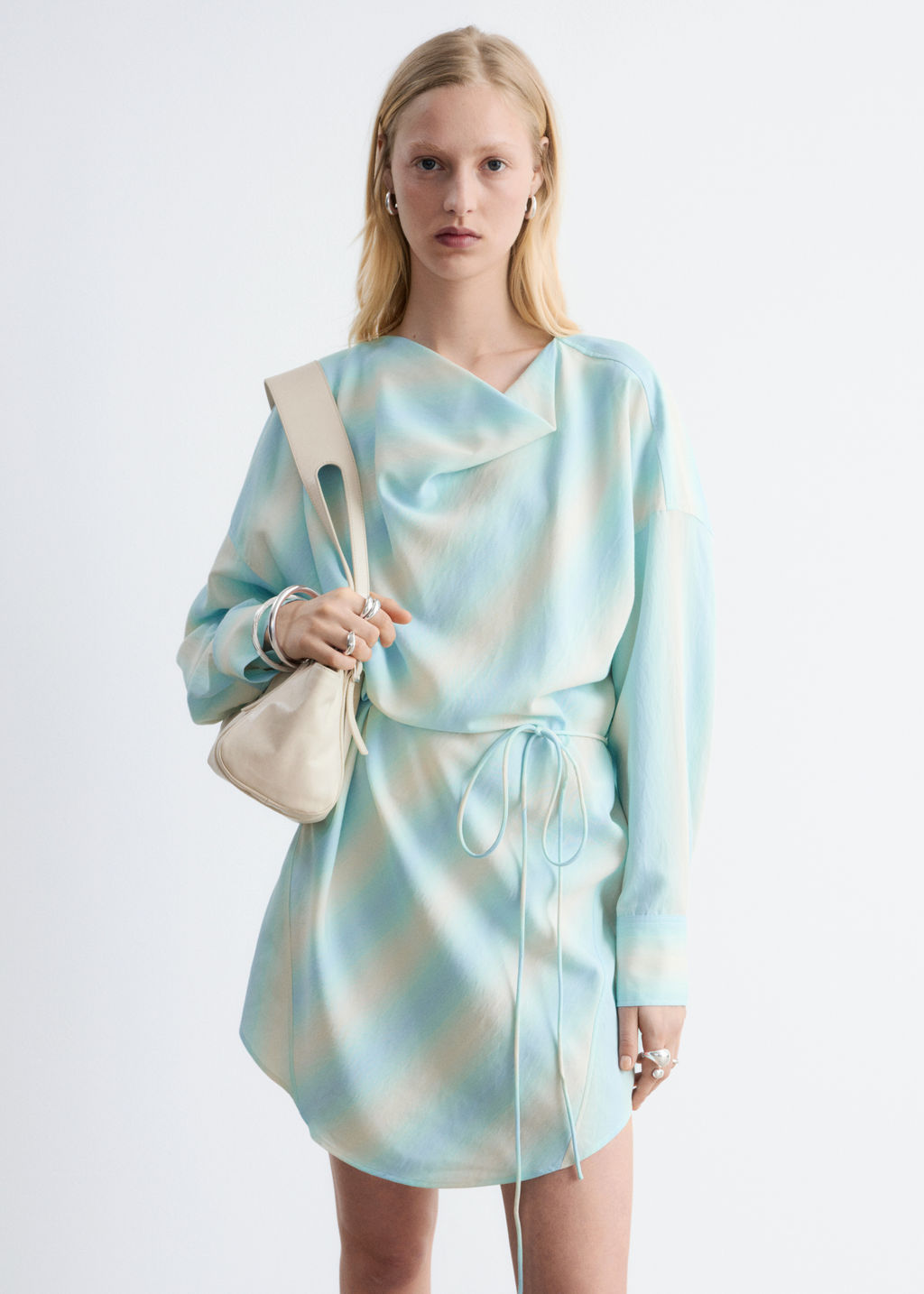 Vestido midi estampado con cuello chal - H&m фото 8
