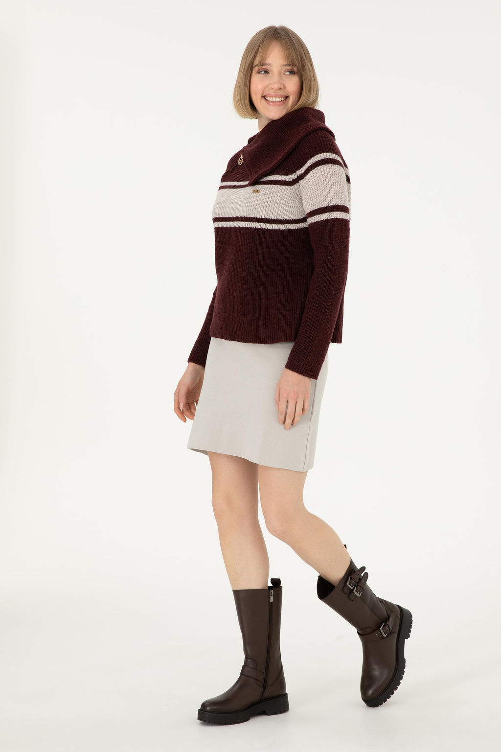 Женский бордовый свитер с v-образным вырезом Неожиданная скидка в корзине - U.s. polo assn фото 4