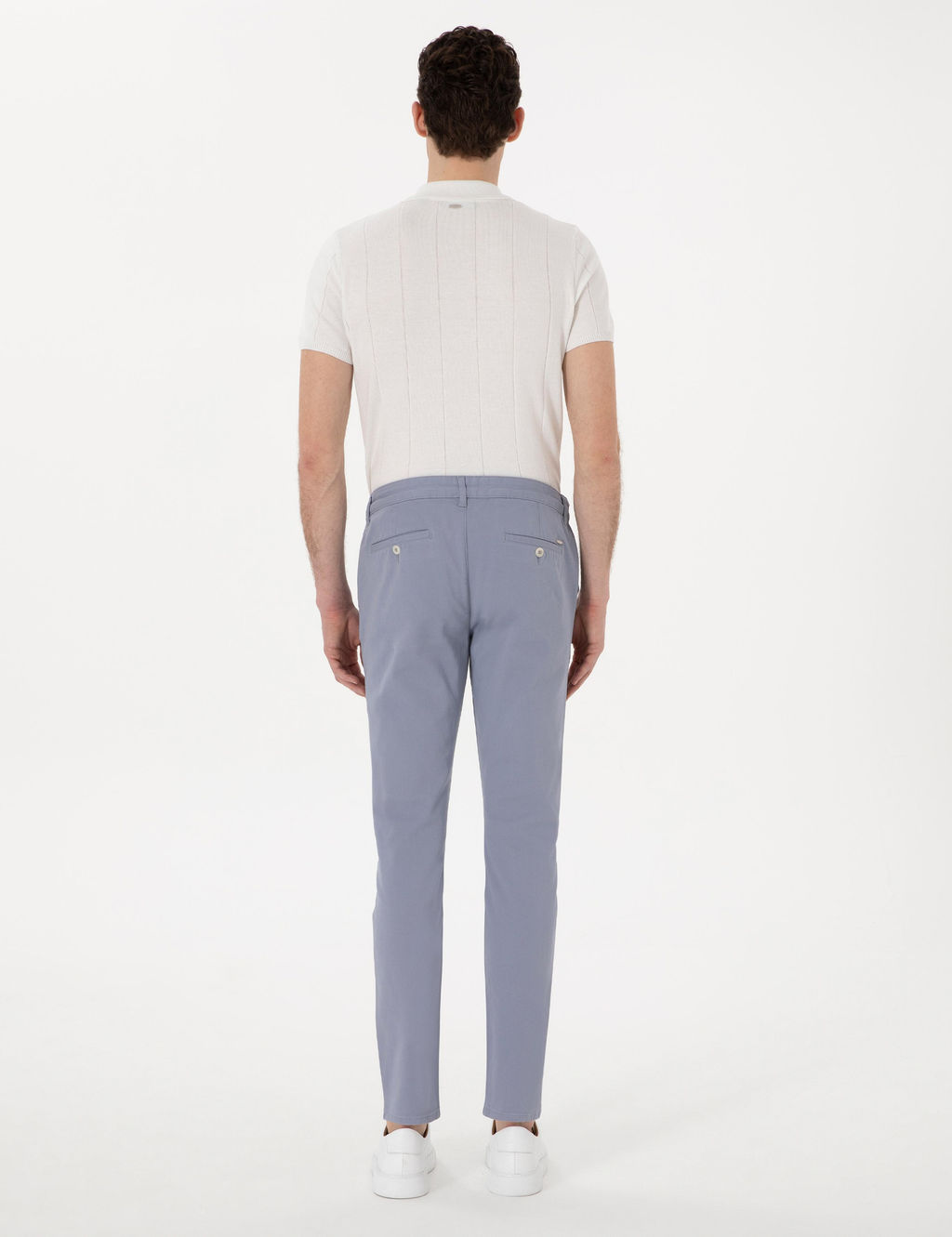 A__k Mavi Slim Fit Beli Lastikli Kanvas Pantolon - Pierre cardin фото 4