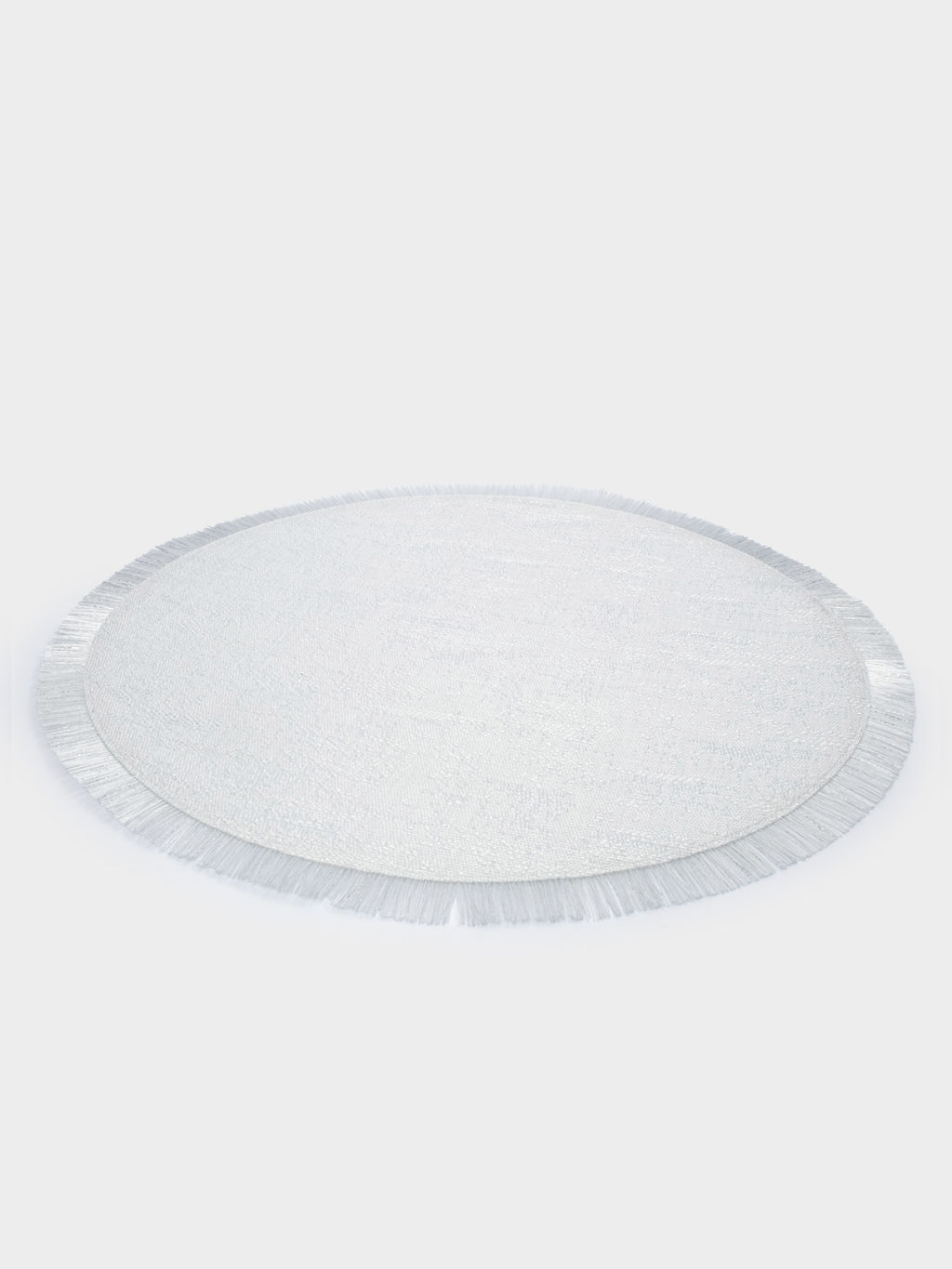 Салфетка под приборы, 38 см, ПВХ/полиэстер, круглая, серебристая, Бахрома