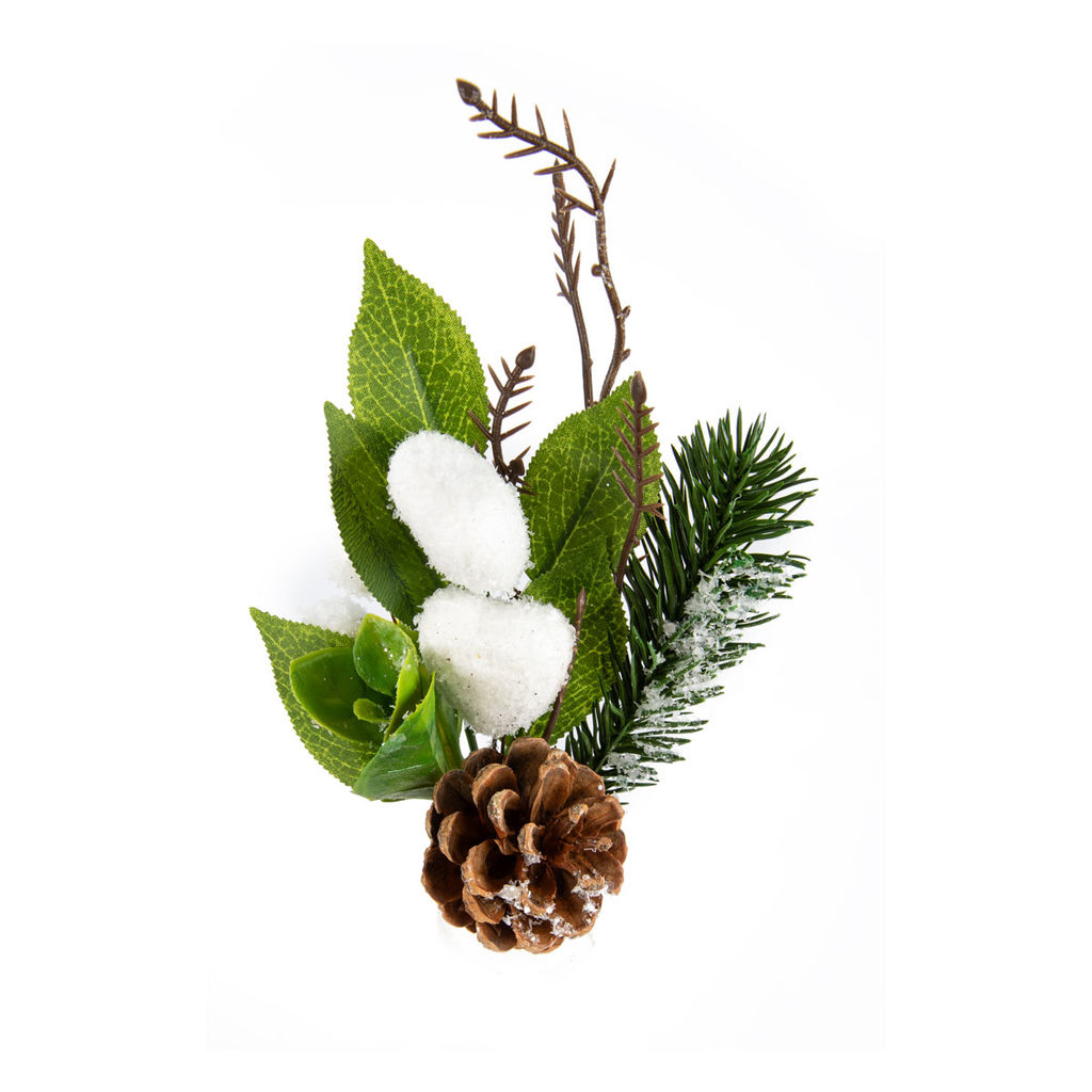 Blumentag VDF-132 Веточка хвойная с шишкой и ягодами 3 х 1 шт. 34 см 01  фото 4