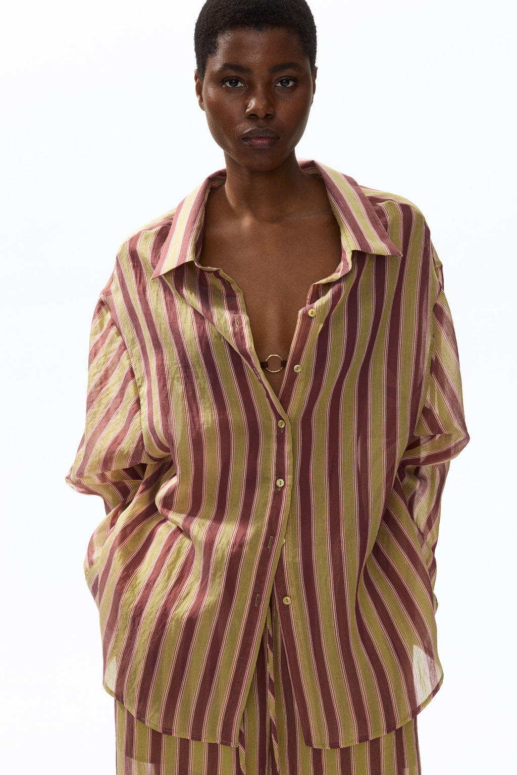 Camisa oversize en mezcla de lyocell - H&m фото 7