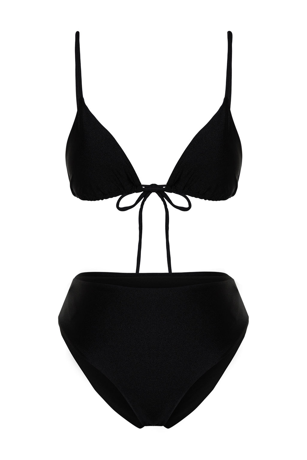 Siyah Ucgen Yuksek Bel High Leg Regular Bikini Tak?m? TBESS24BT00034