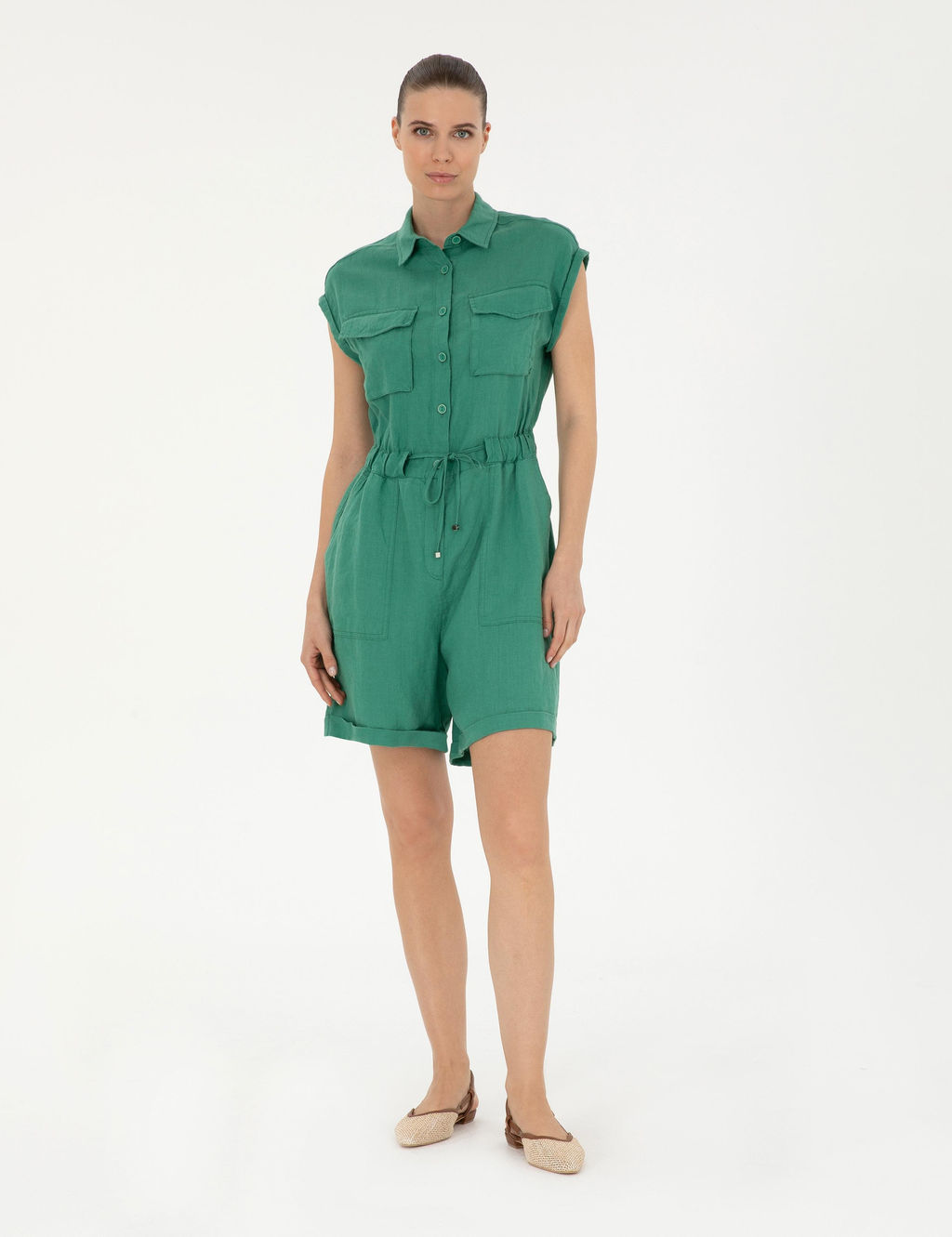 Ye_il Keten Dokuma Tulum