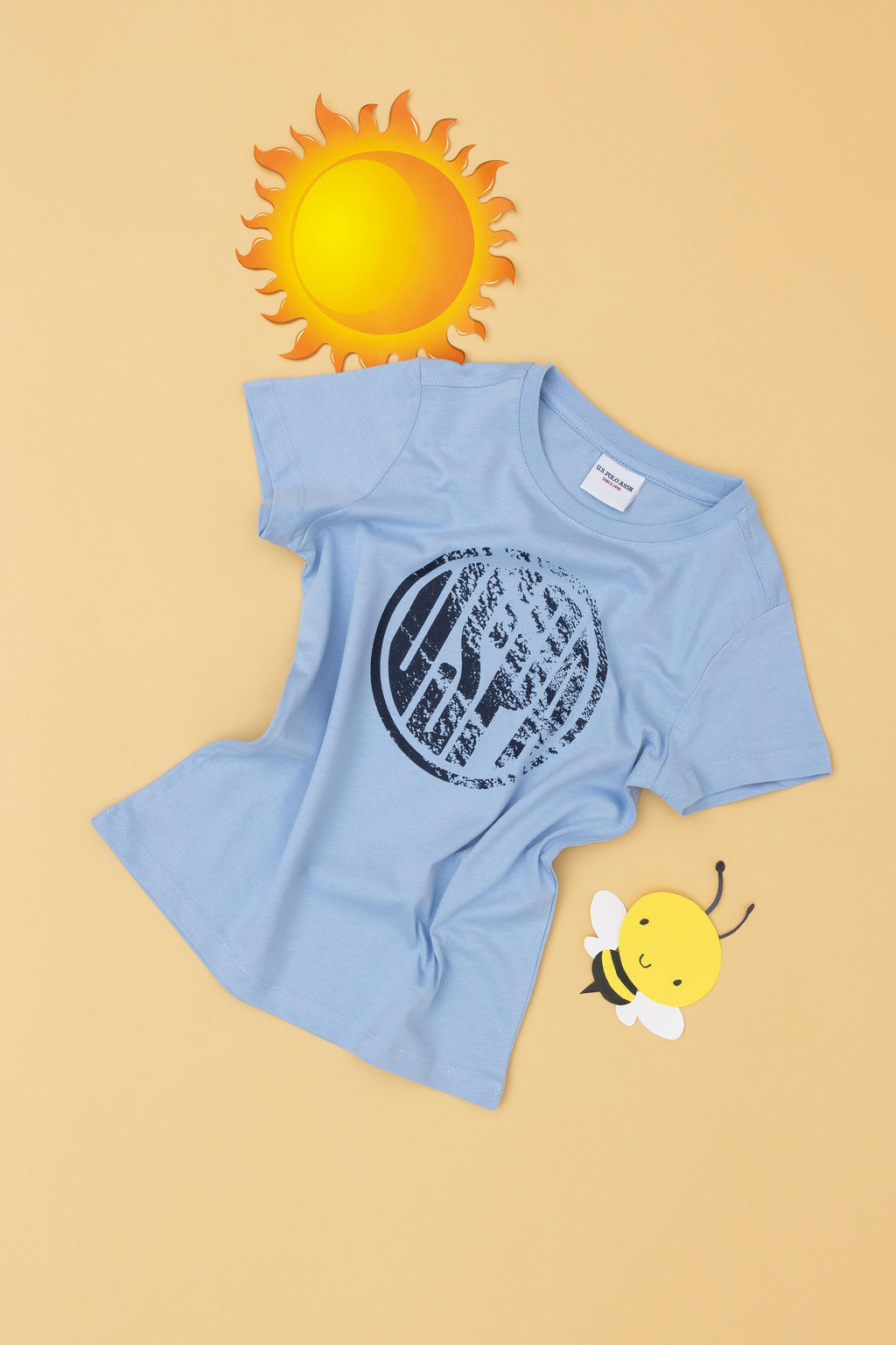 U. S. Polo Assn / Голубая базовая футболка с круглым вырезом для мальчиков - U.s. polo assn фото 5