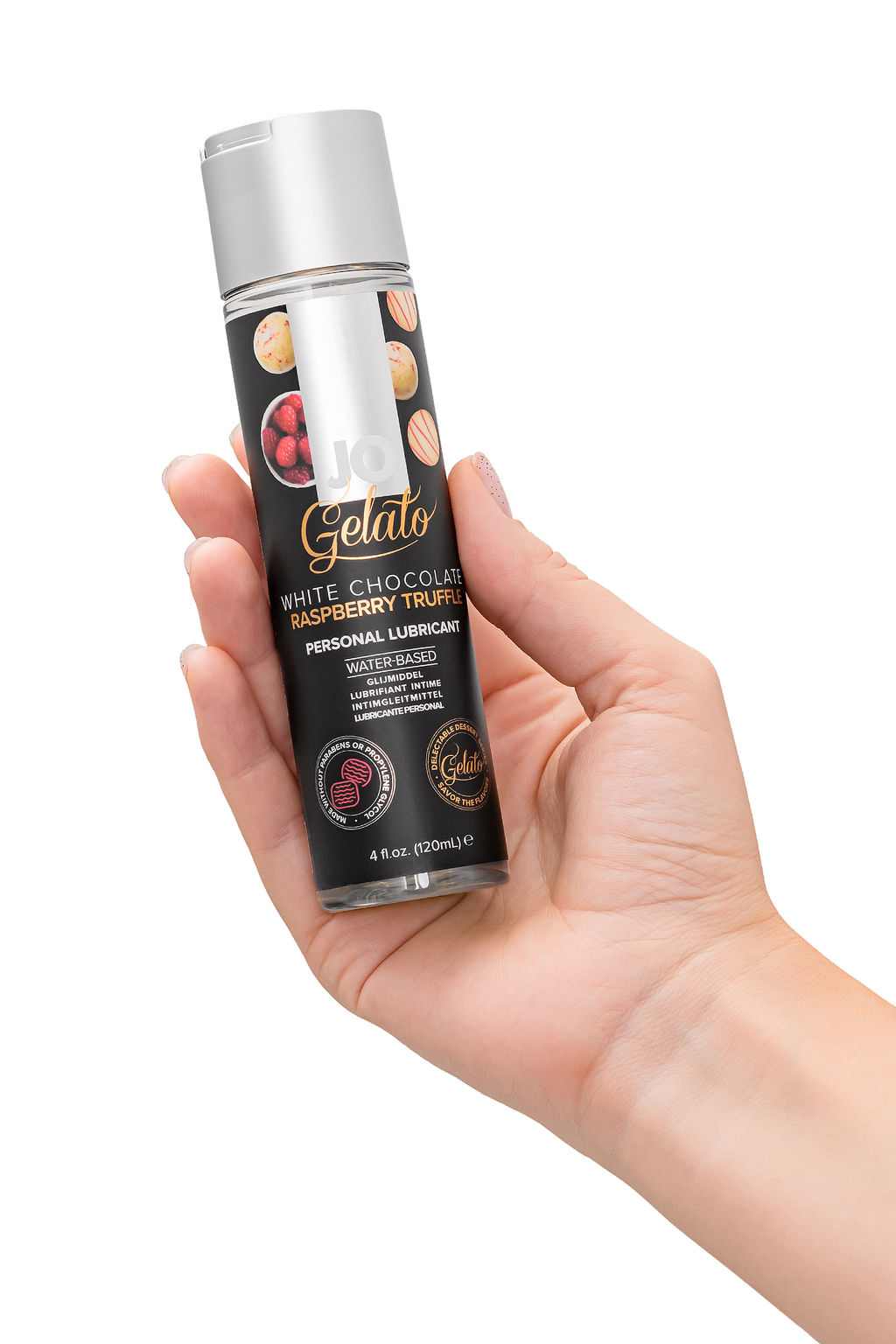 Съедобный лубрикант JO Gelato White Chocolate Raspberry Truffle, белый шоколад и малина, 120 мл