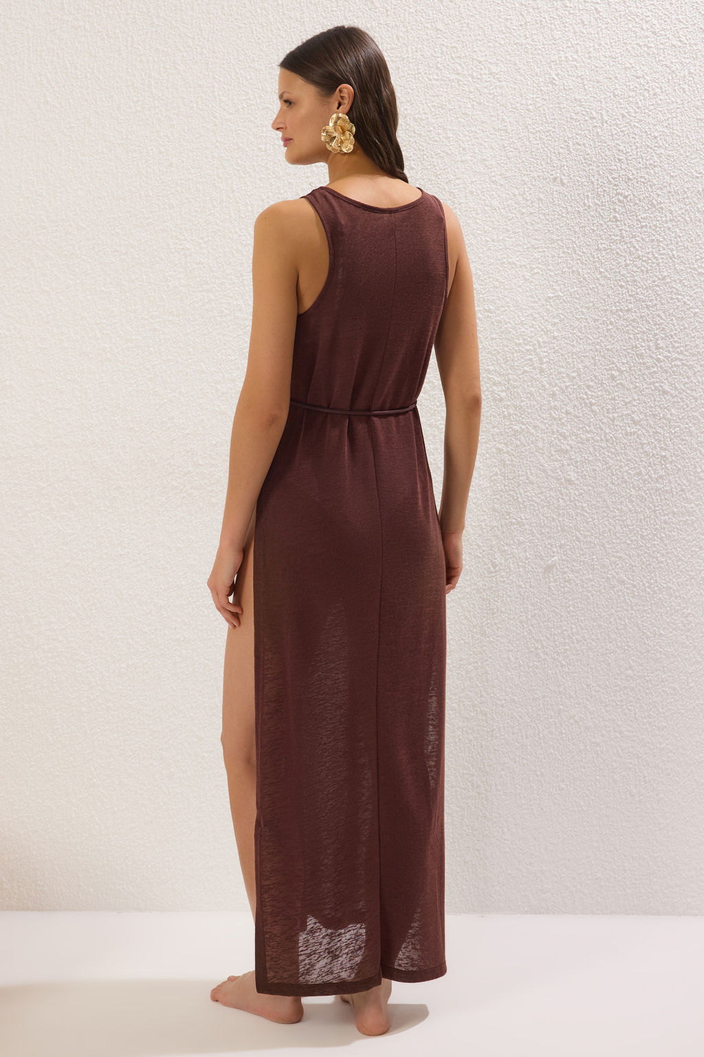 Kahverengi Orme Y?rtmacl? Maxi Plaj Elbise TBESS21EL2991 - Trendyolmilla фото 4