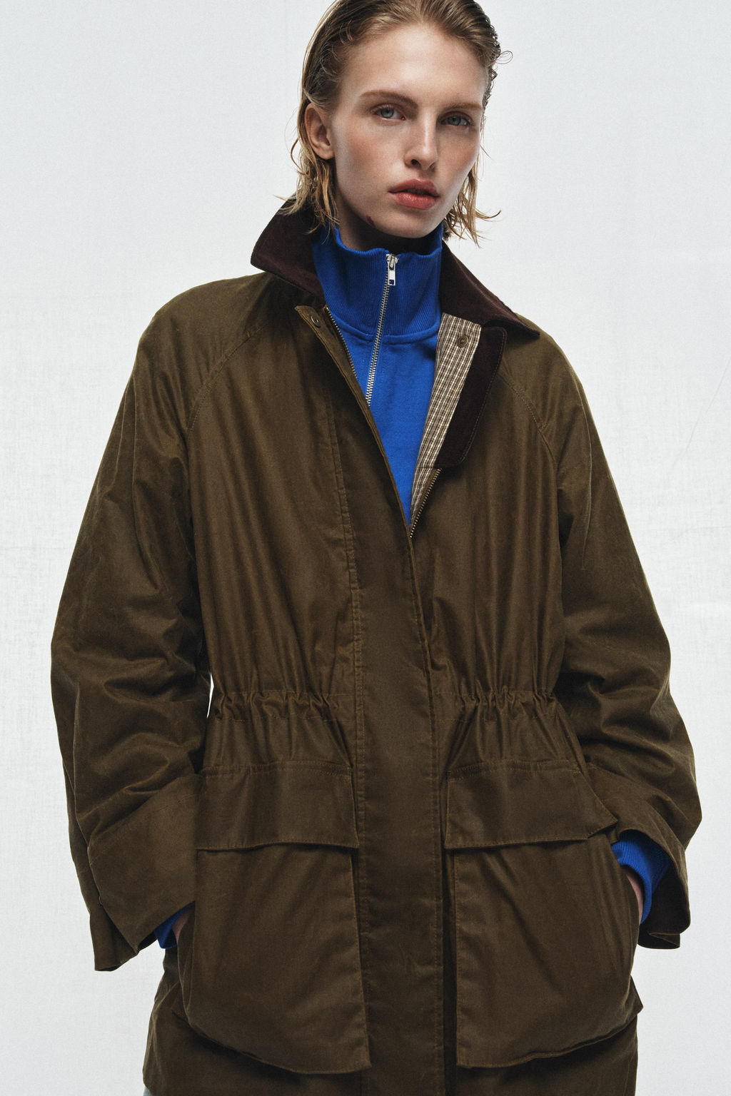 ZW COLLECTION WAXED JACKET WITH CORDUROY COLLAR - Zara фото 2