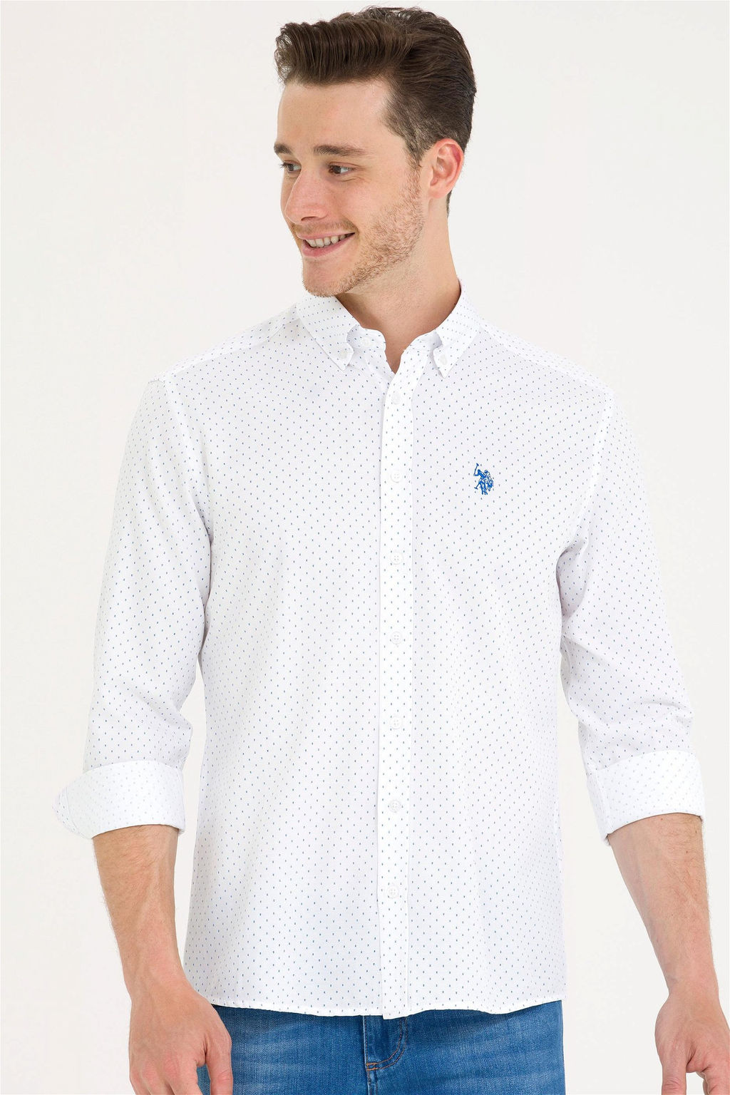 U. S. Polo Assn Мужская белая рубашка с принтом Saks - U.s. polo assn фото 8