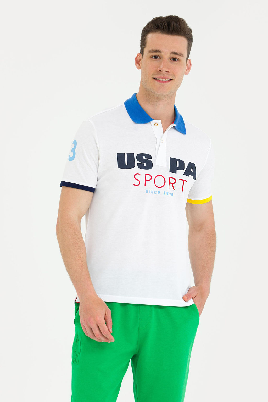 U. S. Polo Assn Мужская белая футболка с воротником-поло - U.s. polo assn фото 3