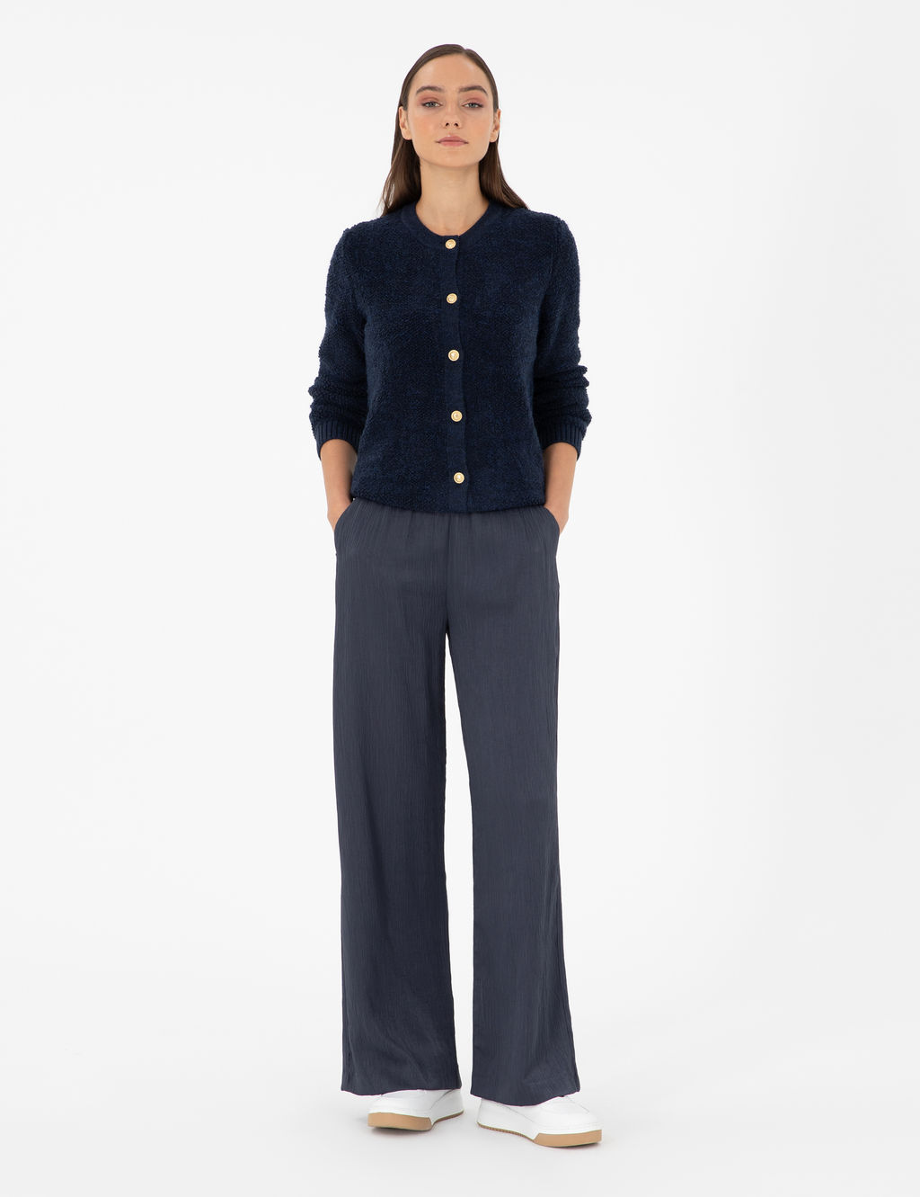 Lacivert Slim Fit Triko H_rka