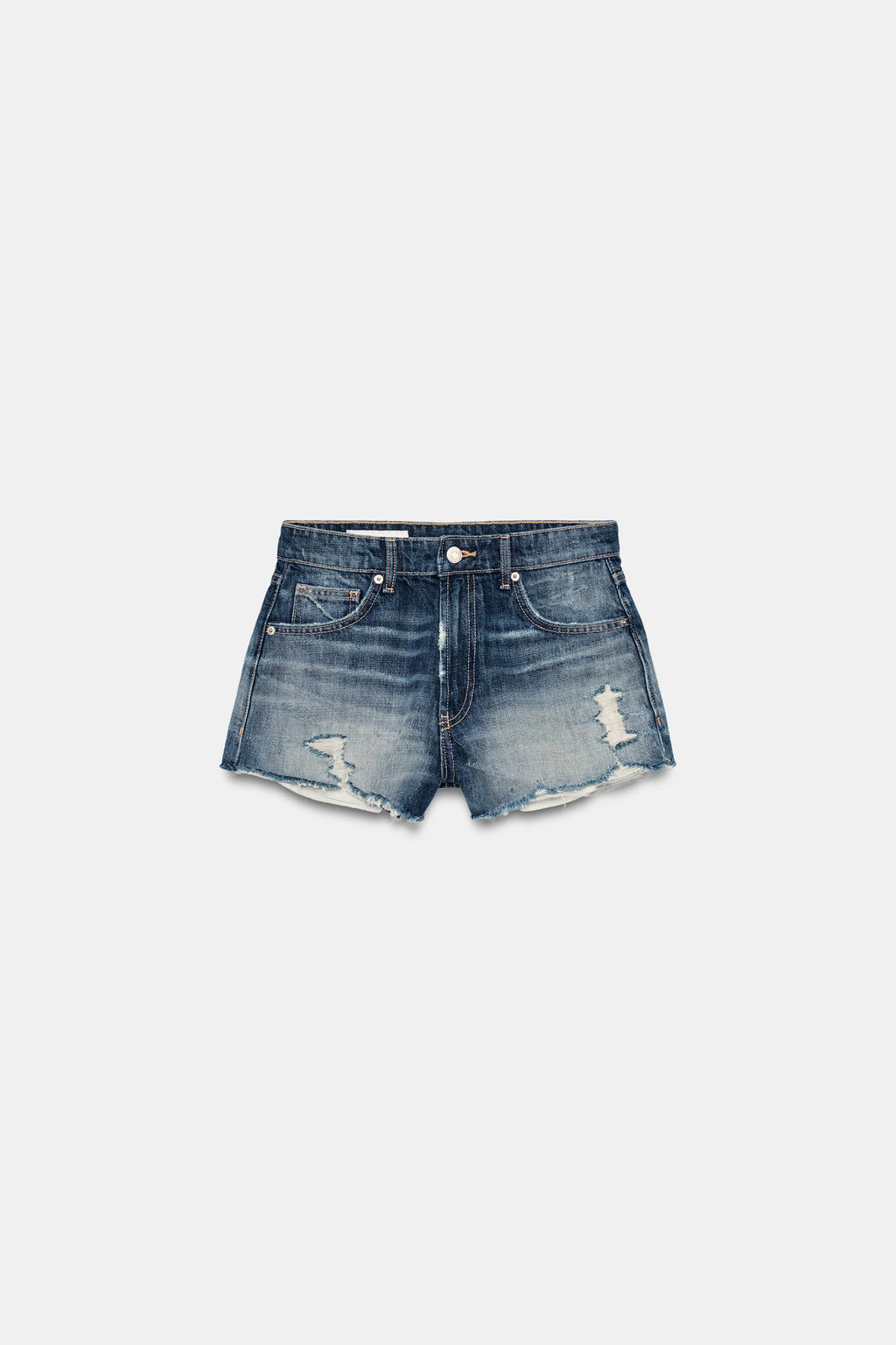 SHORTS DENIM TRF TIRO ALTO ROTOS / Marino - Zara фото 4
