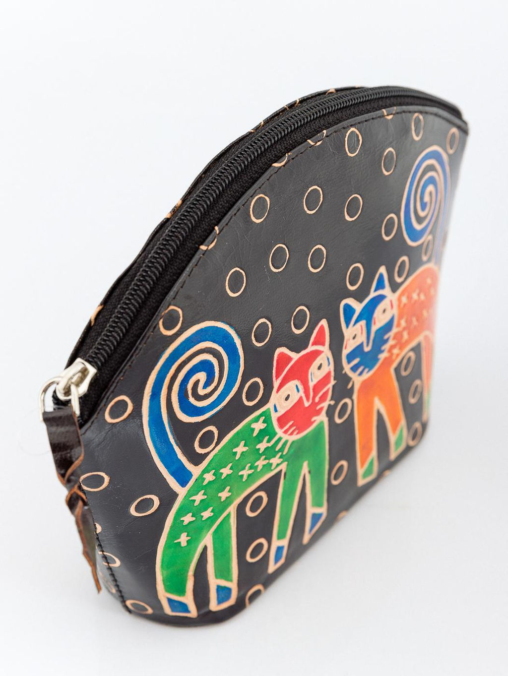 Косметичка натуральная кожа ручной принт Кошки №0514/7 - Ганг фото 2