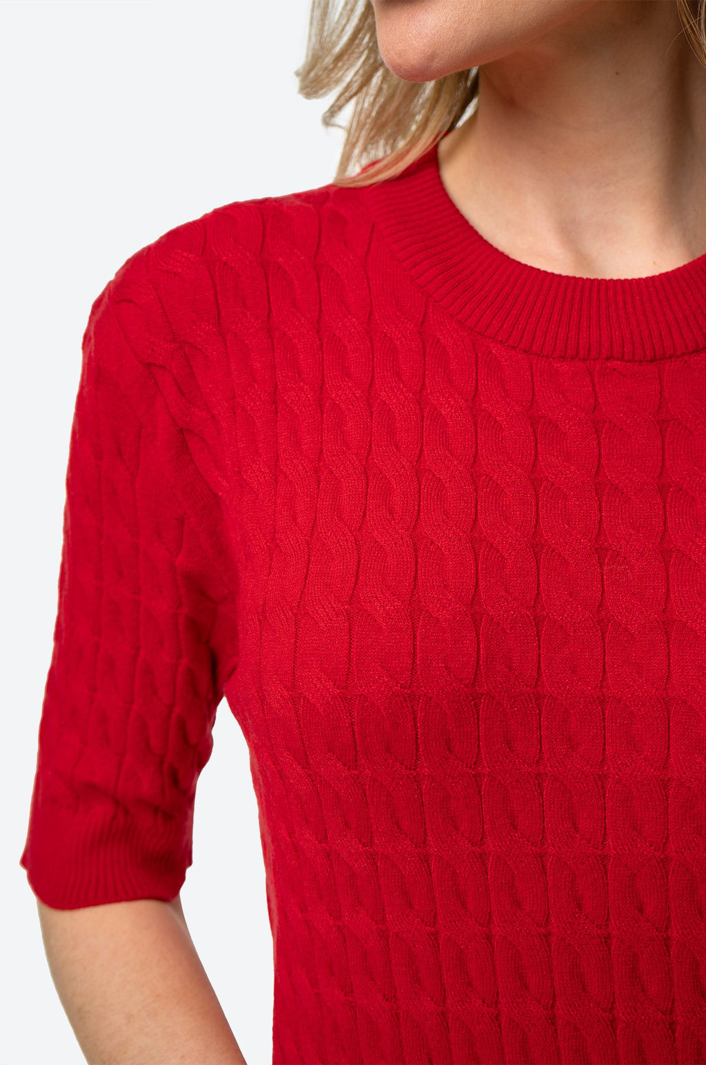 Женский джемпер в косичку с коротким рукавом Happy Fox  фото 17