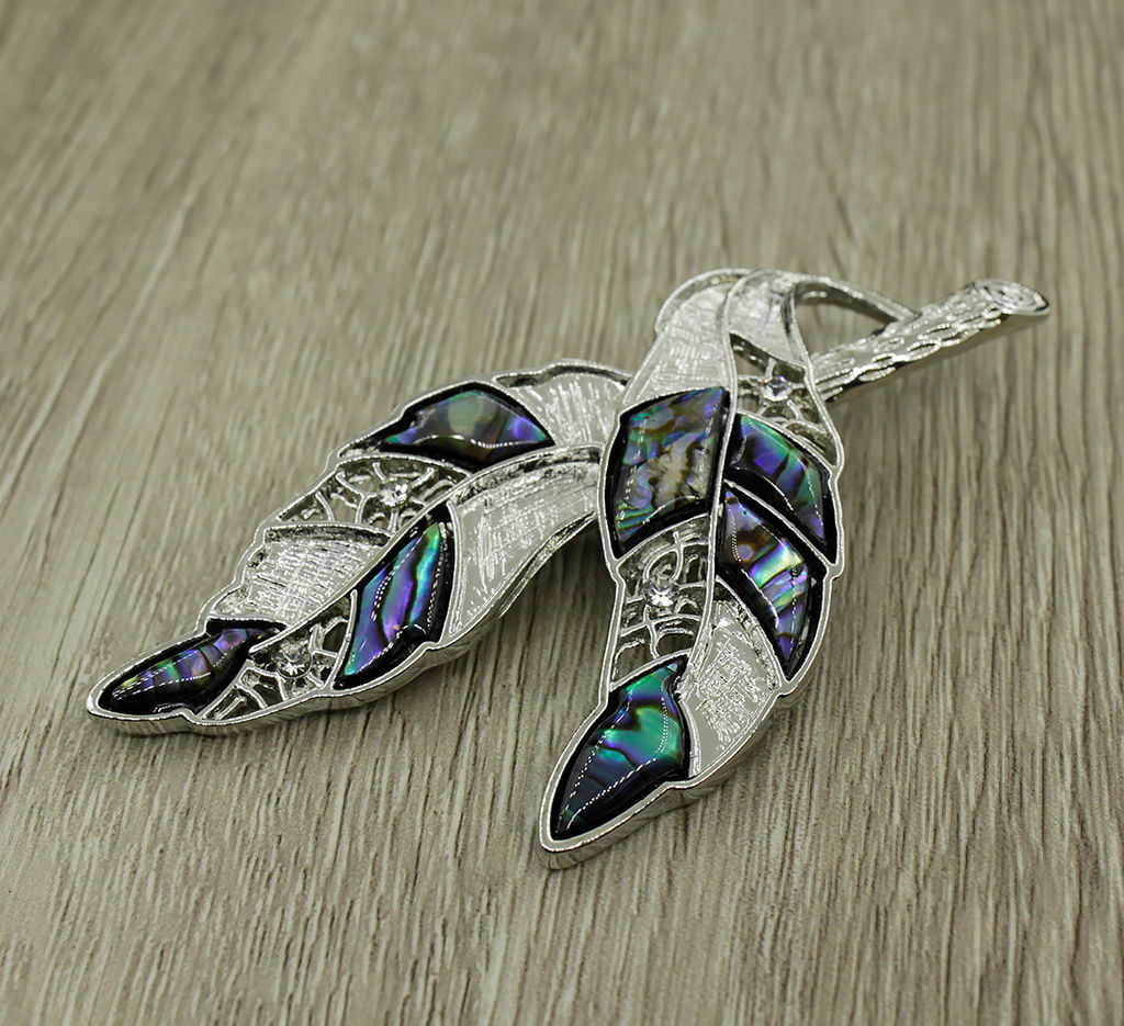 Брошь "Ветвь" перламутр гелиотис