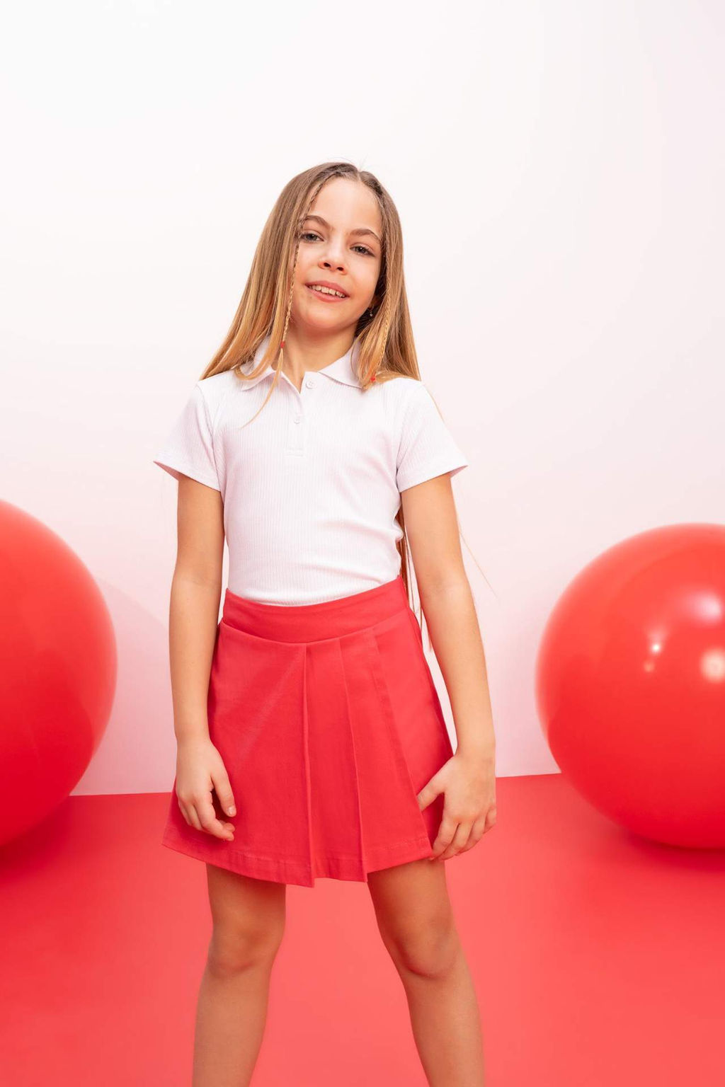 K?z Cocuk Slim Fit Dar Kesim Basic Duz Fitilli Kaskorse K?sa Kollu Polo Tisort - Defacto фото 4