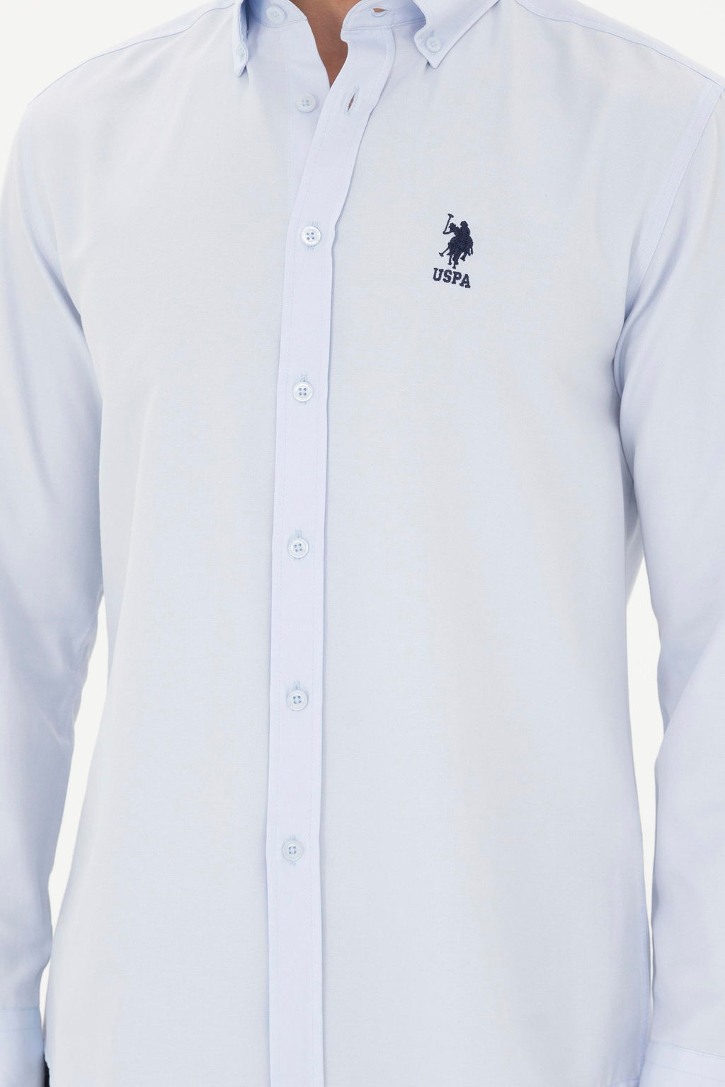 Мужская голубая базовая рубашка с длинным рукавом - U.s. polo assn фото 6