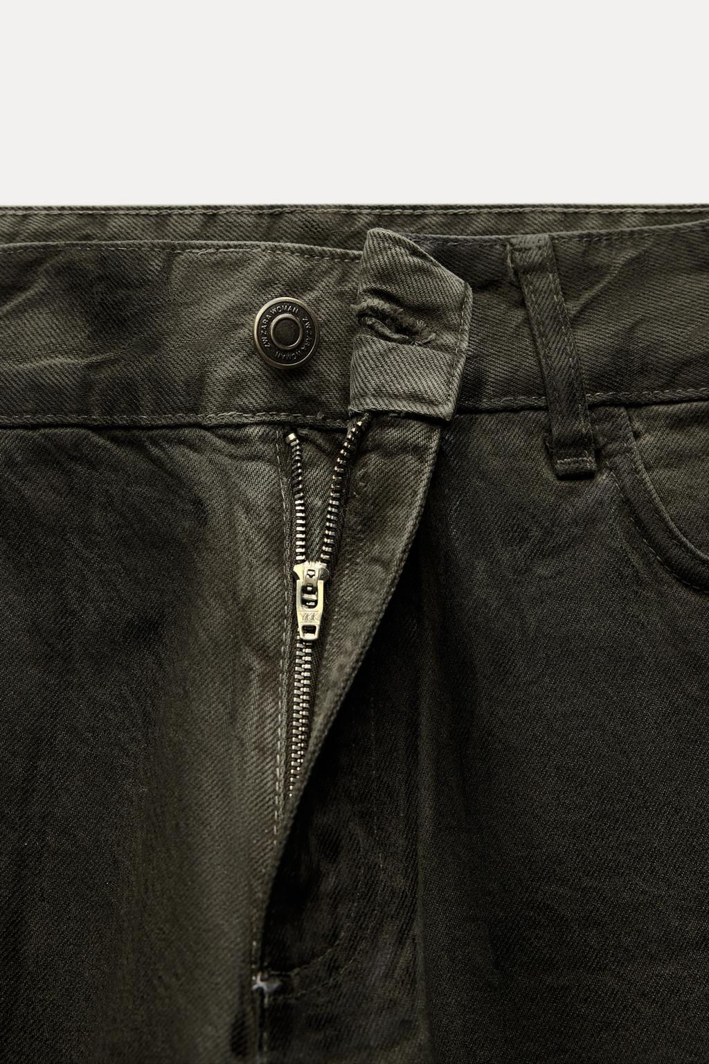 ZW COLLECTION RELAXED MID-WAIST WAXED JEANS - Zara фото 7