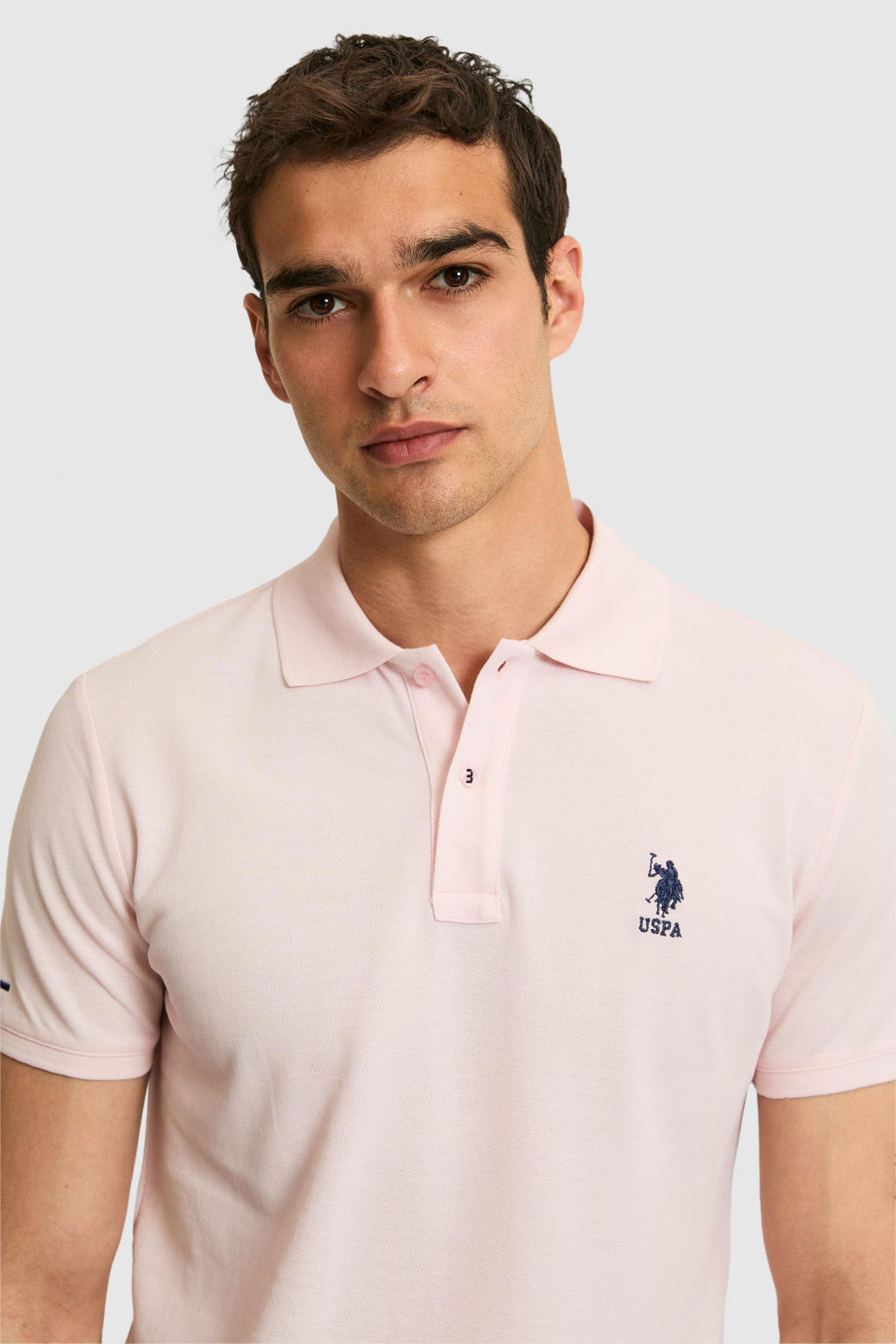 Erkek Slim Fit Polo Yaka A__k Pembe Basic Ti__rt