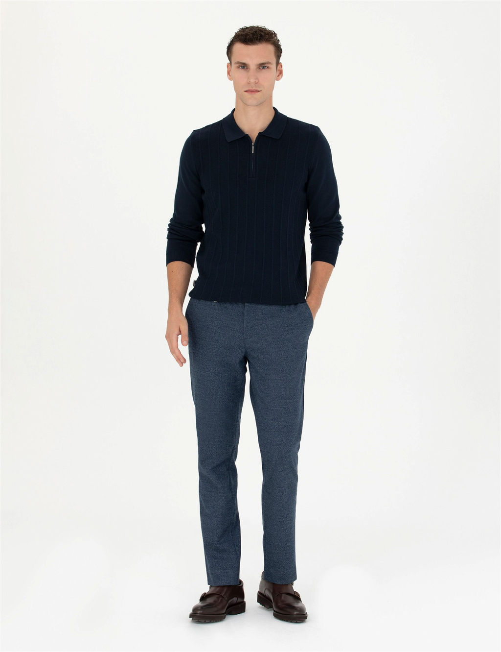 Lacivert Ekstra Slim Fit Kuma_ Pantolon