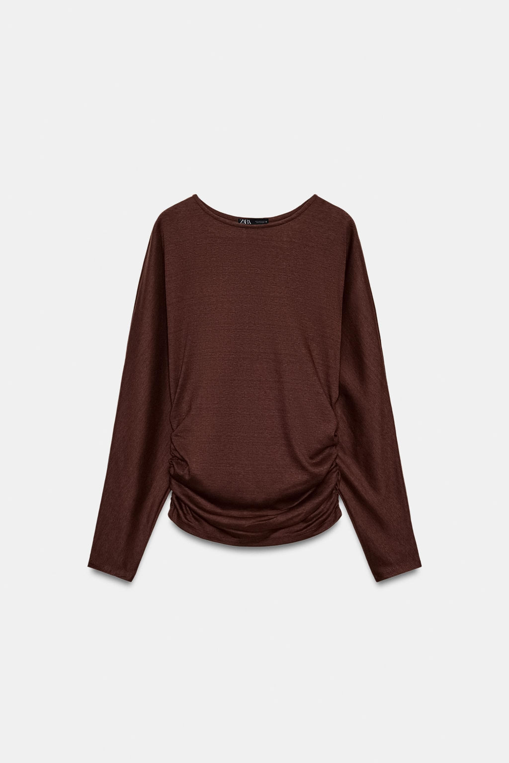 CAMISETA DRAPEADO LATERAL / Chocolate - Zara фото 5