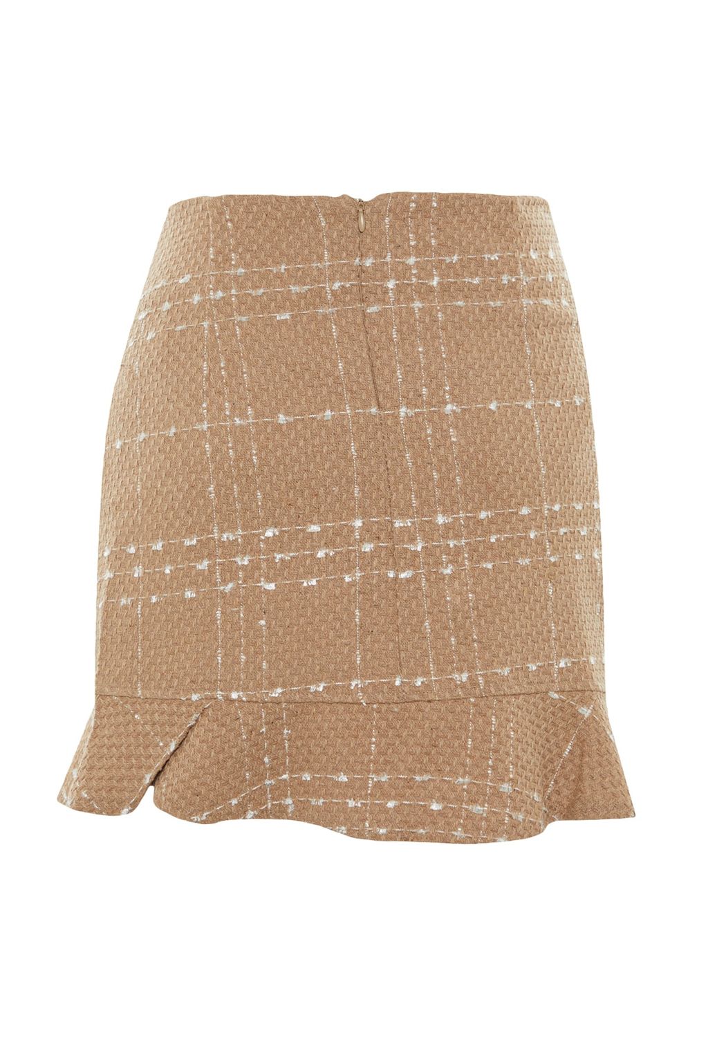 TRENDYOLMILLA Siyah Dugmeli Tuvit Kumas Etek Ucu Volanl? Mini Dokuma Etek TWOAW22ET0155 фото 8