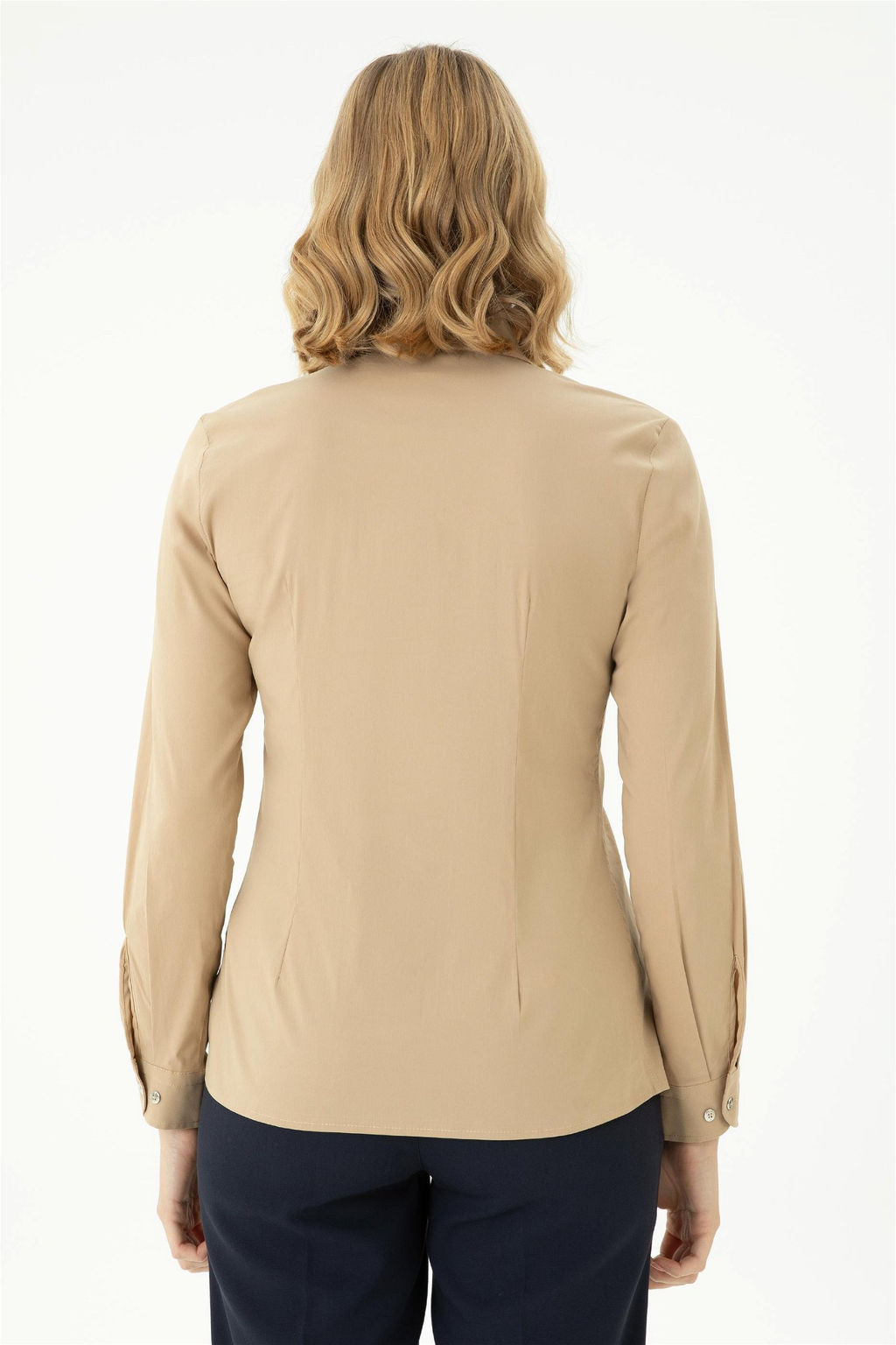 Женская базовая рубашка песочного цвета с длинным рукавом - U.s. polo assn фото 12
