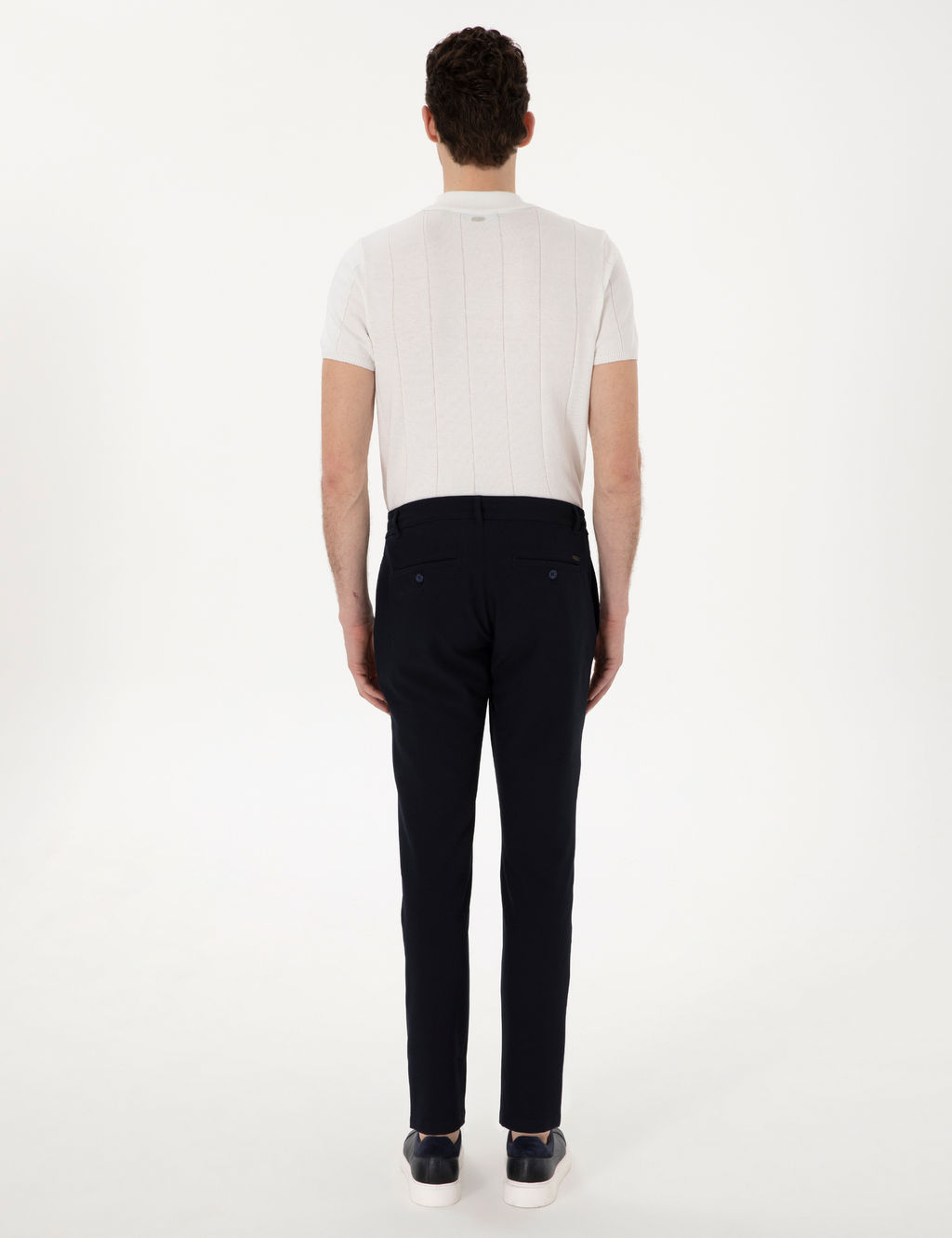 Lacivert Slim Fit Jogger Kanvas Pantolon