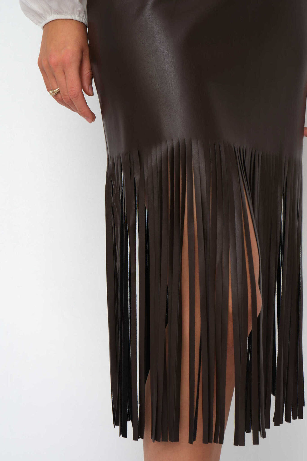 Юбка из экокожи с бахромой - Mollis фото 3