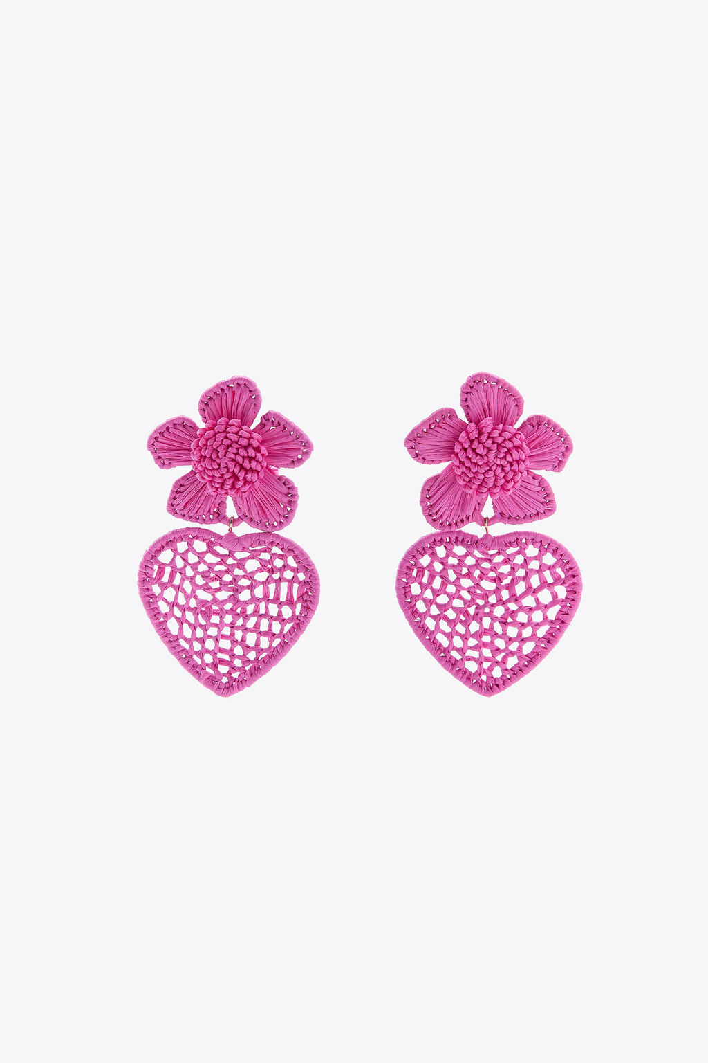 RAFFIA FLOWER AND HEART EARRINGS - Zara фото 3