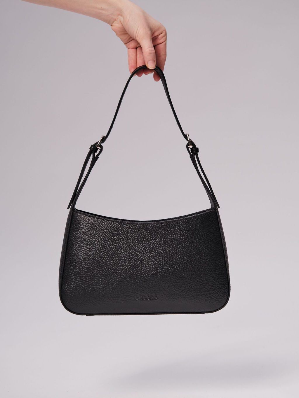 Сумка кожаная на плечо багет Deboro 31046 черный