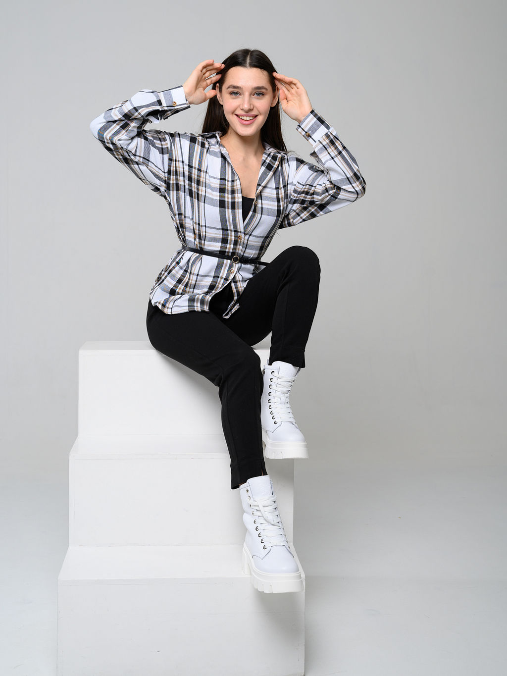 Ботинки 329.зиплайнw.Белый/байка