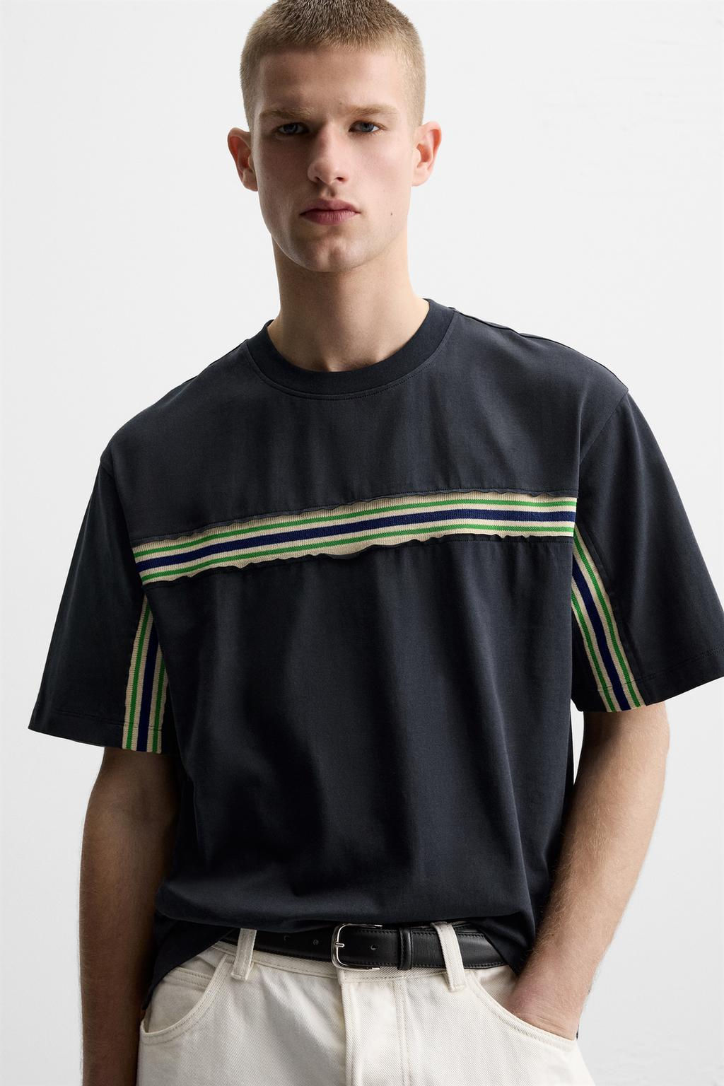 CONTRAST STRIPE T-SHIRT - Zara фото 5