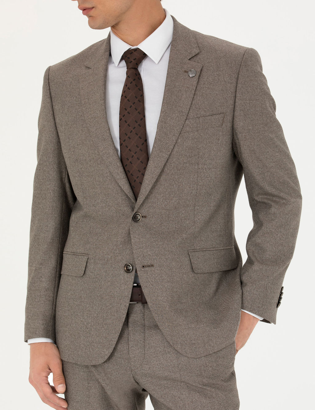 A__k Kahverengi Slim Fit Tak_m Elbise
