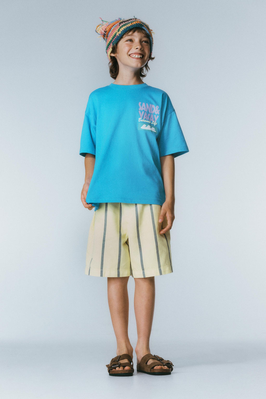 CAMISETA ESTAMPADO TEXTO / Azul / Blanco