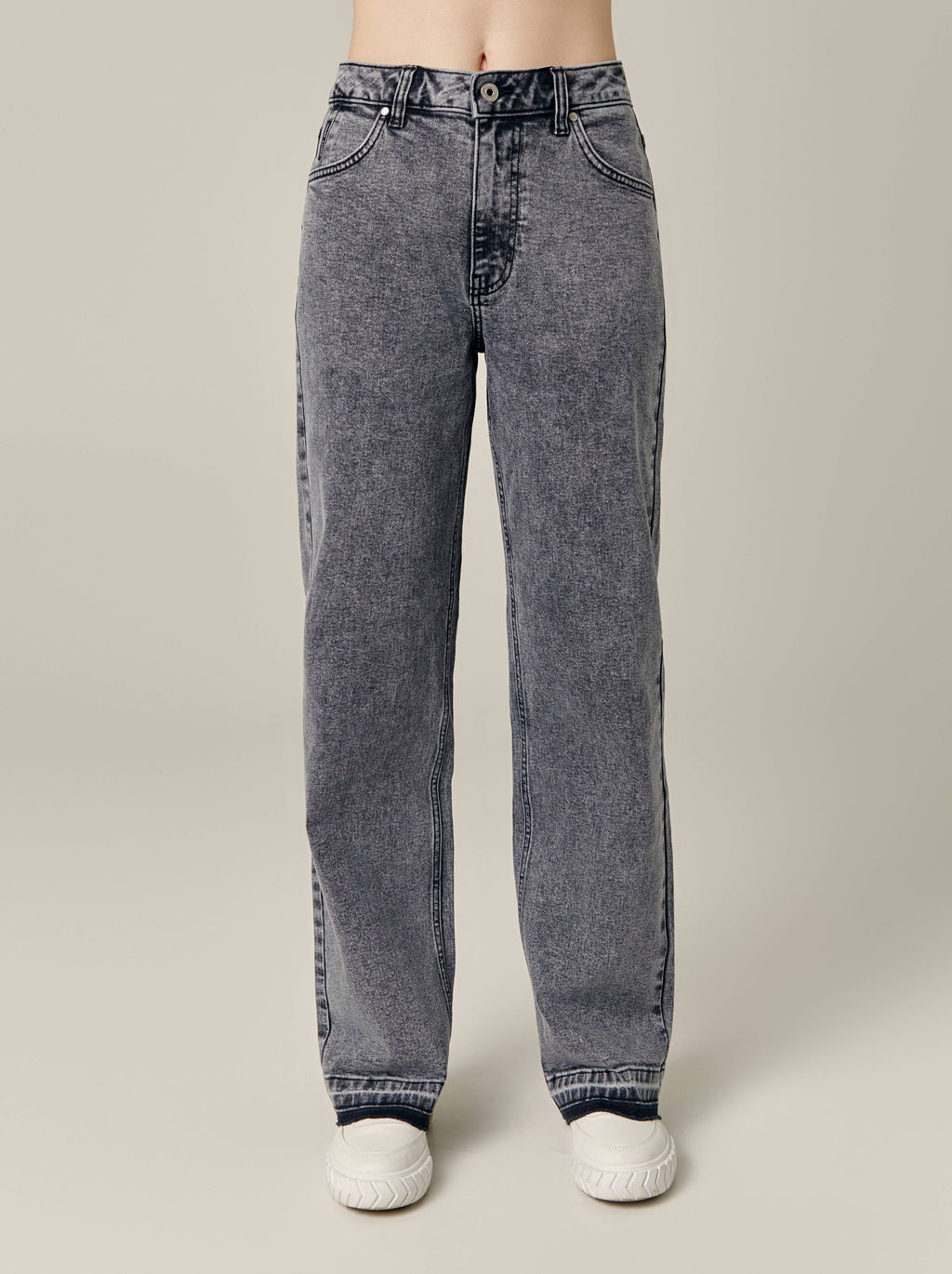 CONTE CON-681 Джинсы wide leg оксидной варки с необработанным краем washed black - Conte elegant фото 5