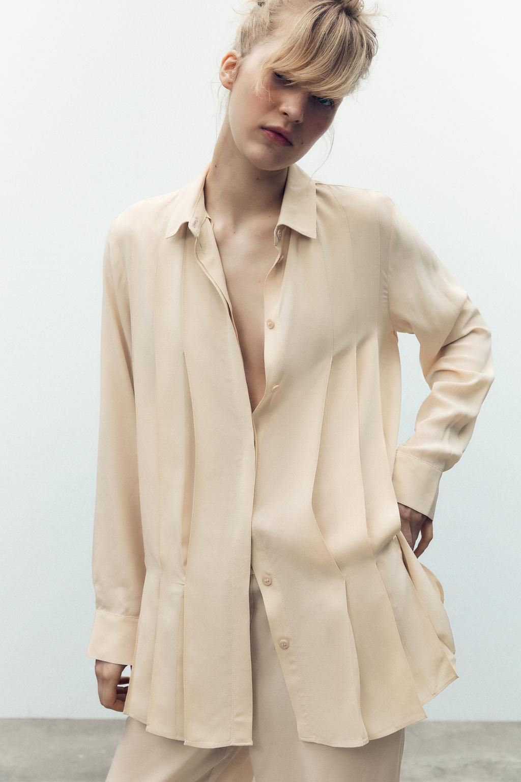 100% VISCOSE SHIRT WITH PLEATS - Zara фото 2